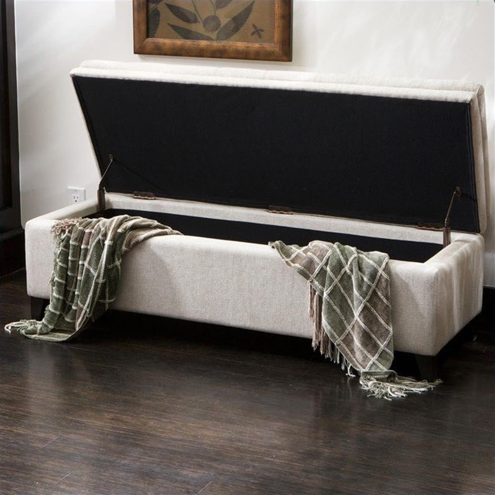 Brighton Linen Storage Ottoman Ivory - Christopher Knight Home