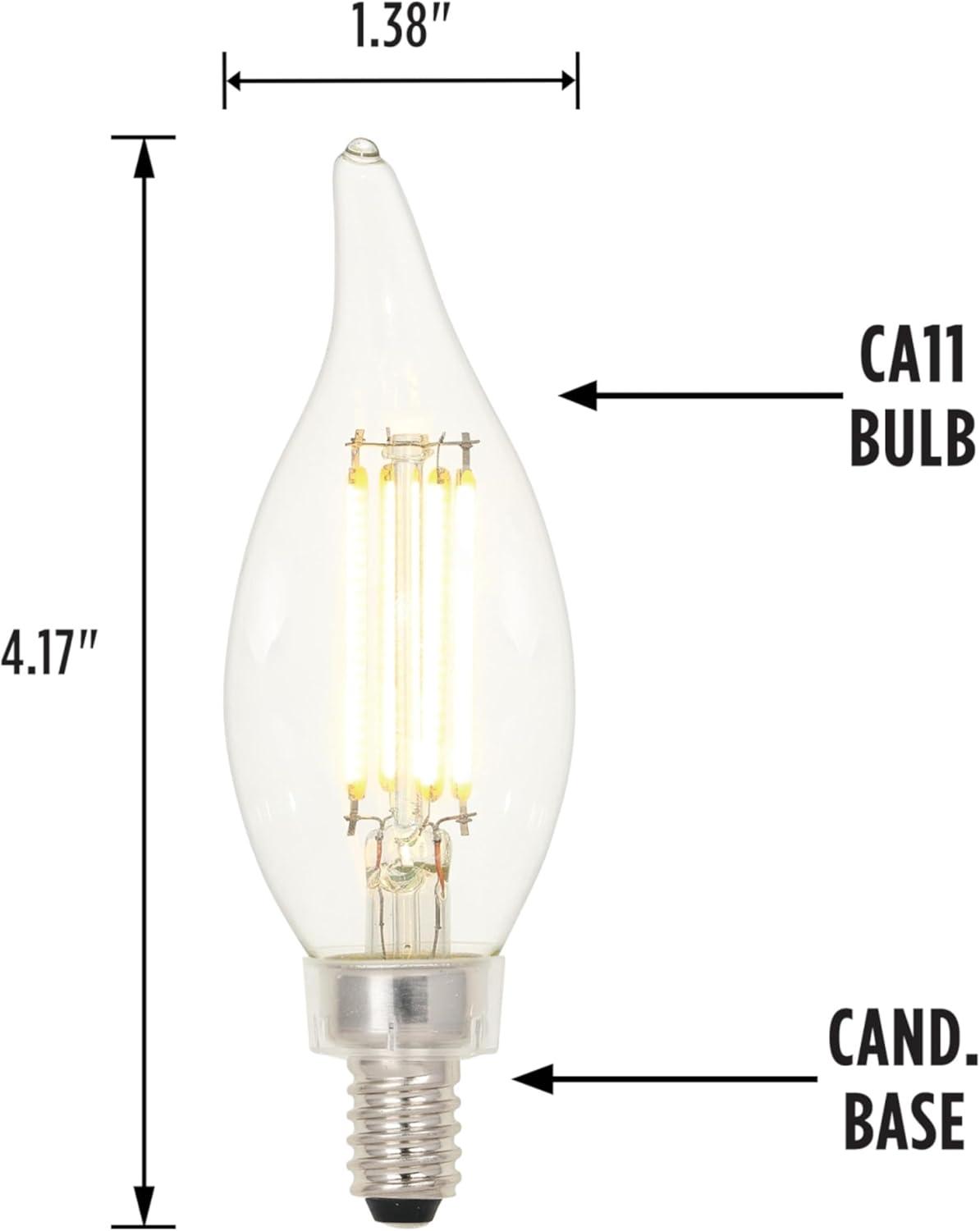 Clear Dimmable LED Filament Candelabra Bulbs, 4.5 Watt, Set of 6