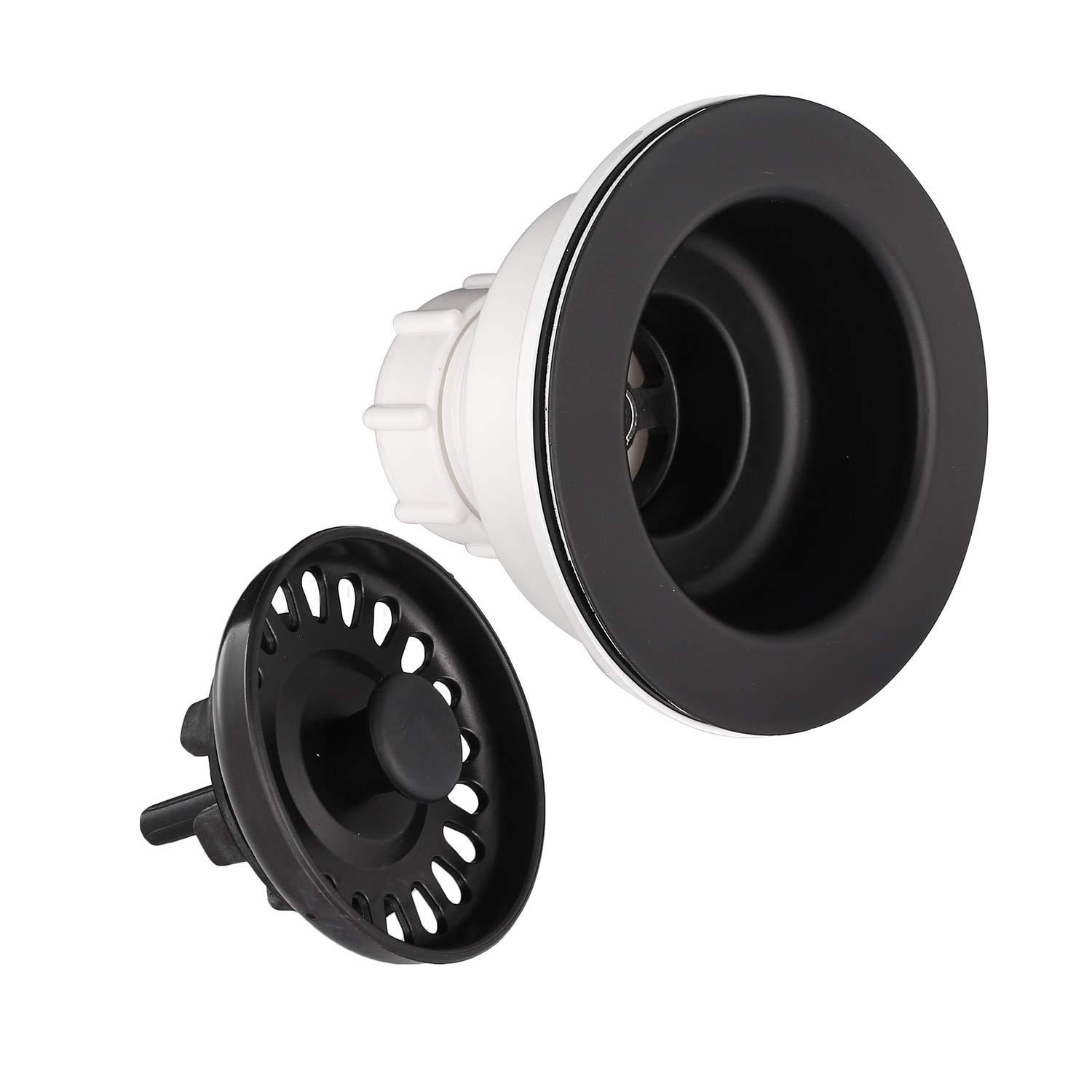 3.5-in Black Sink Strainer Assembly with Stopper for Matching Color of Granite or Fireclay Sinks
