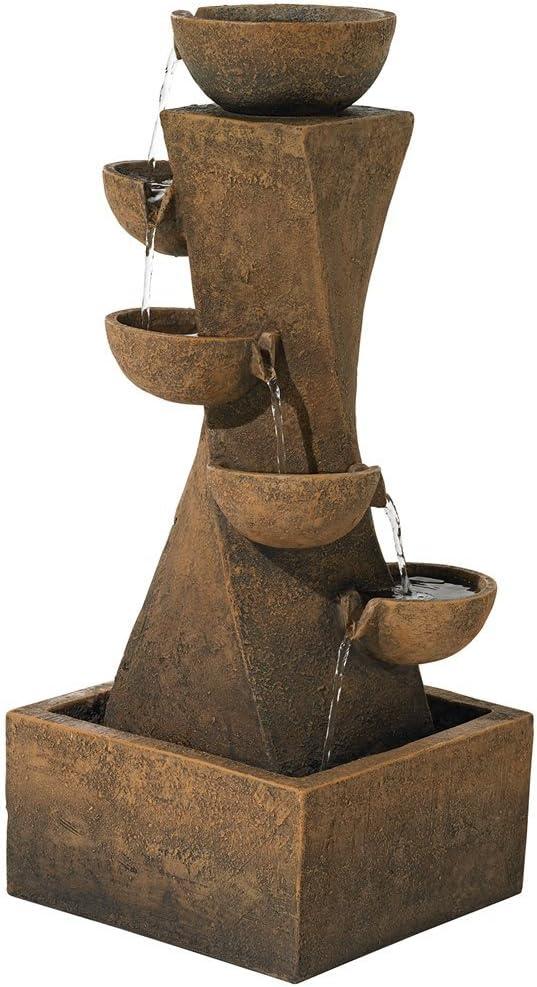 John Timberland Cascading Bowls Rustic Cascading Bowls Outdoor Floor Water Fountain with LED Light 27 1/2" for Yard Garden Patio Home Deck Porch