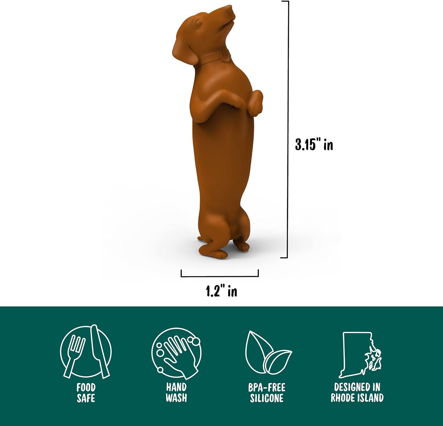 Brown Silicone Dachshund Wine Bottle Stopper