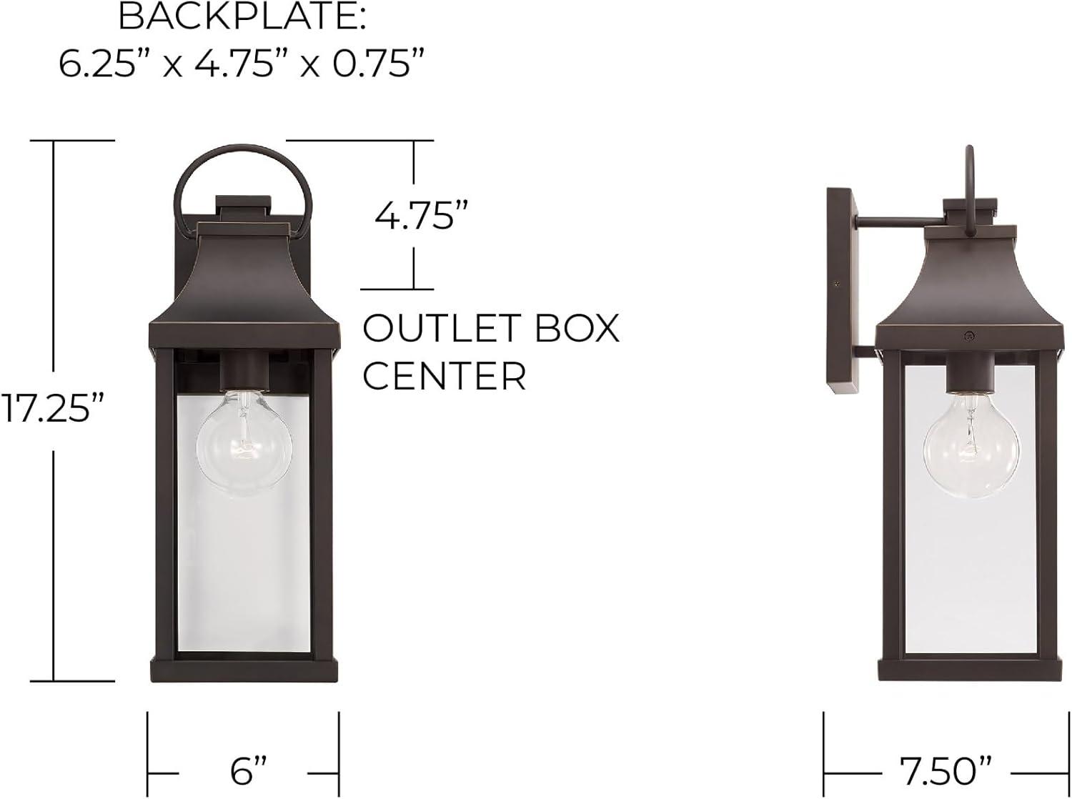 6" W X 17" H Outdoor 1-Light Small Wall Lantern In Oiled Bronze With Clear Glass