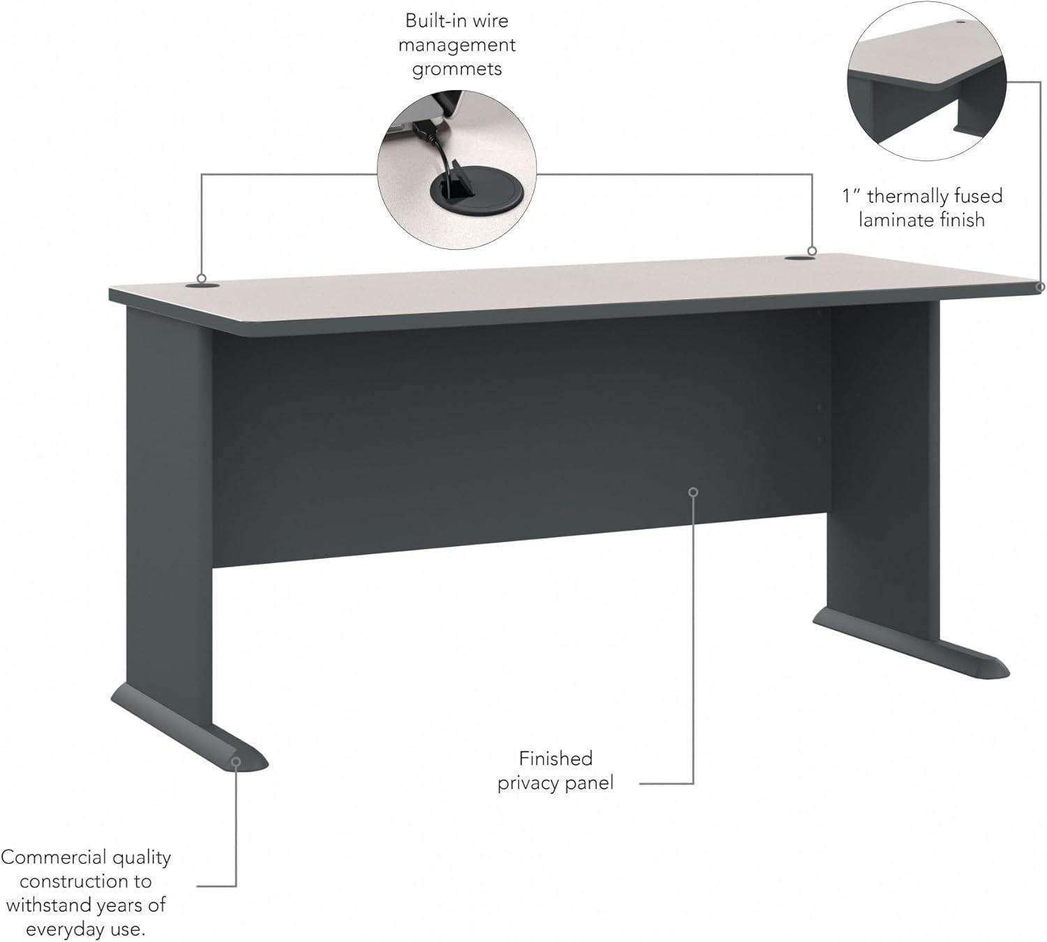 Executive Slate and White Spectrum Corner Desk with Drawer and Filing Cabinet