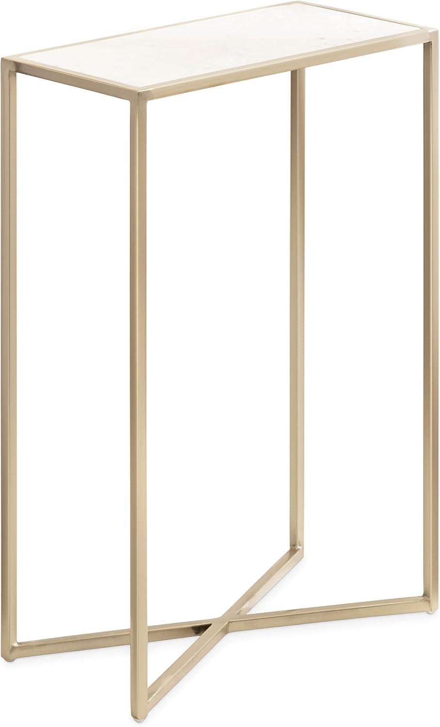 Kate and Laurel Jaspur Square Metal Drink Table, 7x7x21, Gold and White