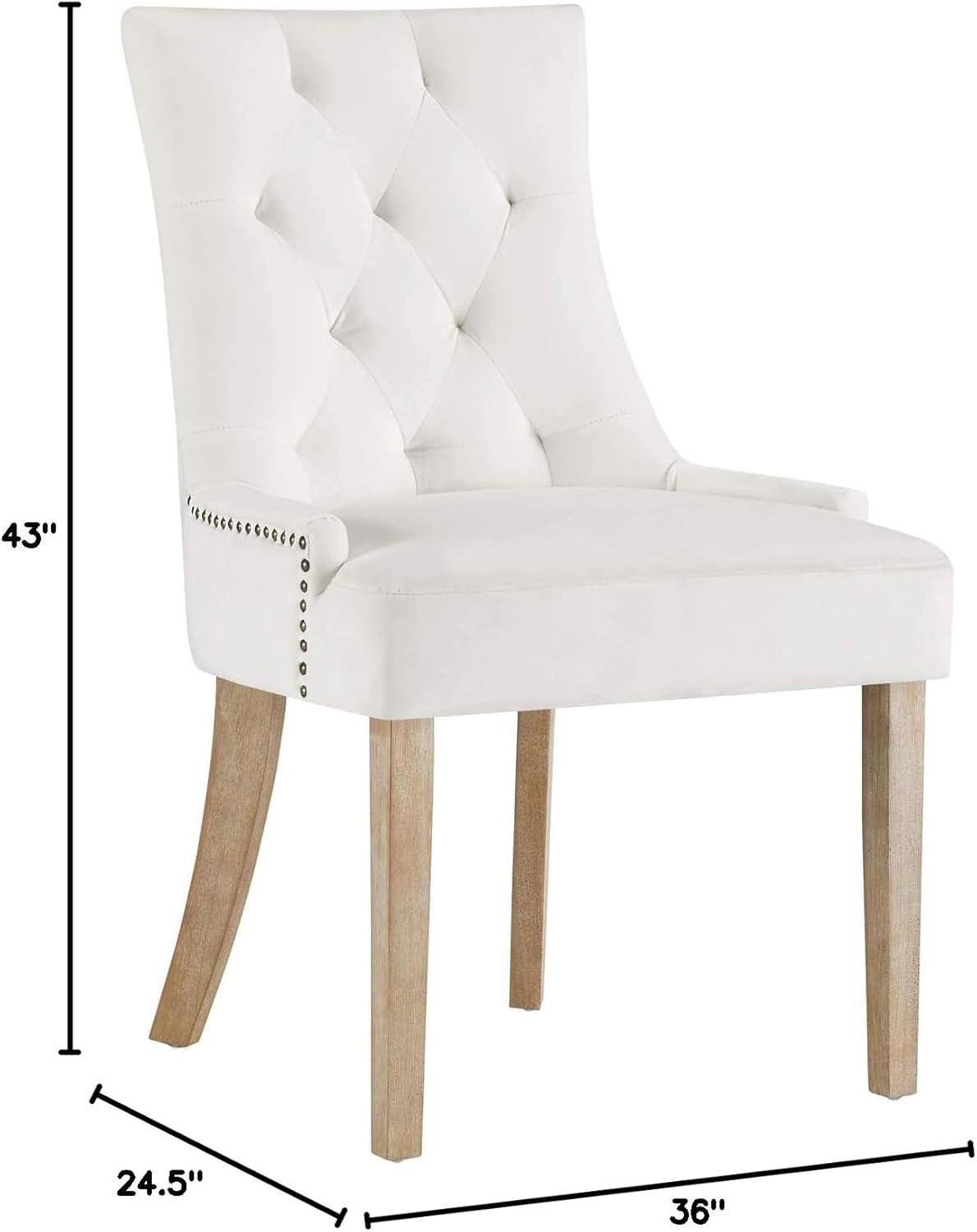 Modway Pose 19" Modern Performance Velvet Dining Chair in Ivory (Set of 2)