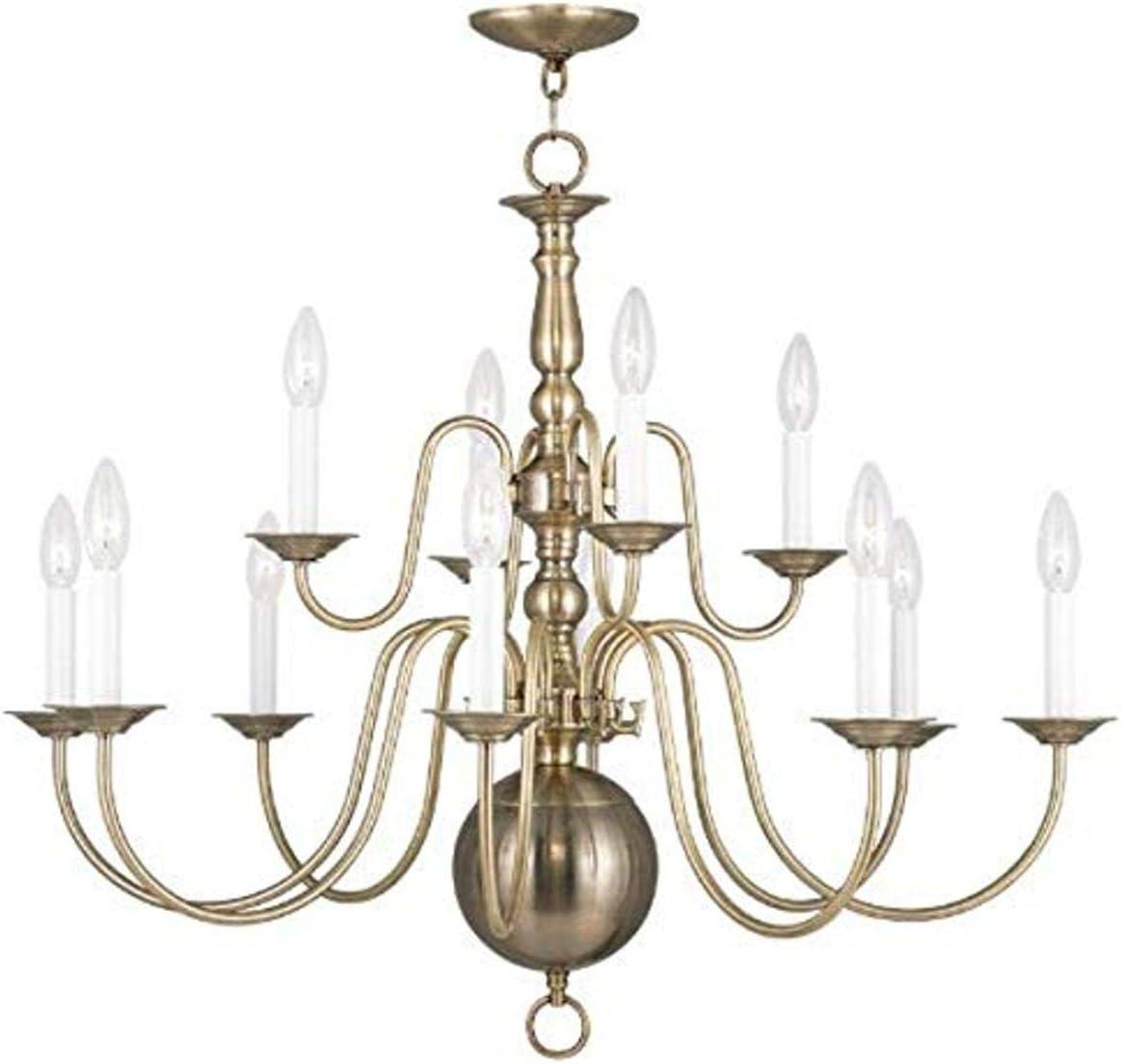 Antique Brass 12-Light Traditional Candle Chandelier