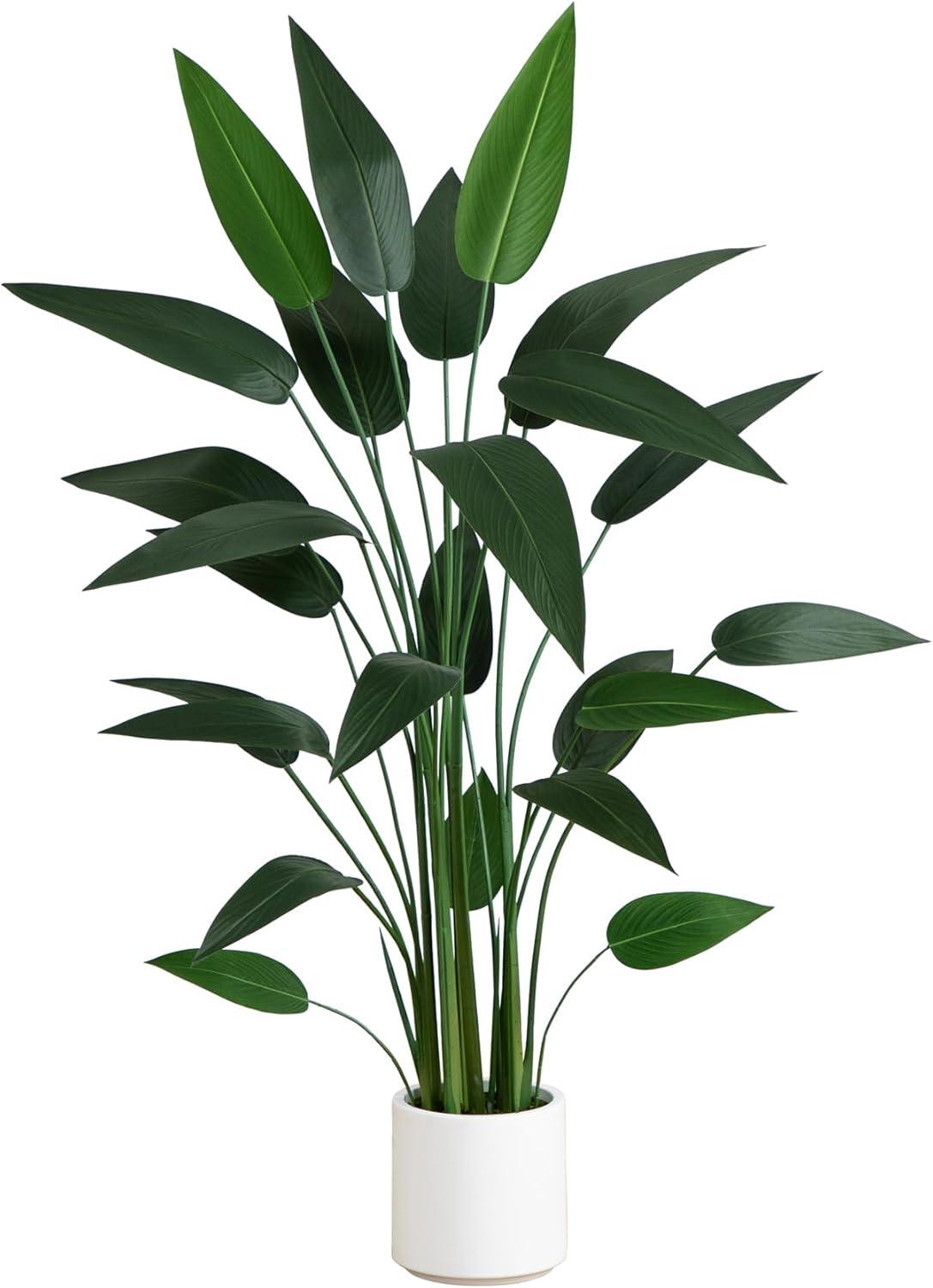 Nearly Natural 5-ft Artificial Sky Bird Tree in White Decorative Planter