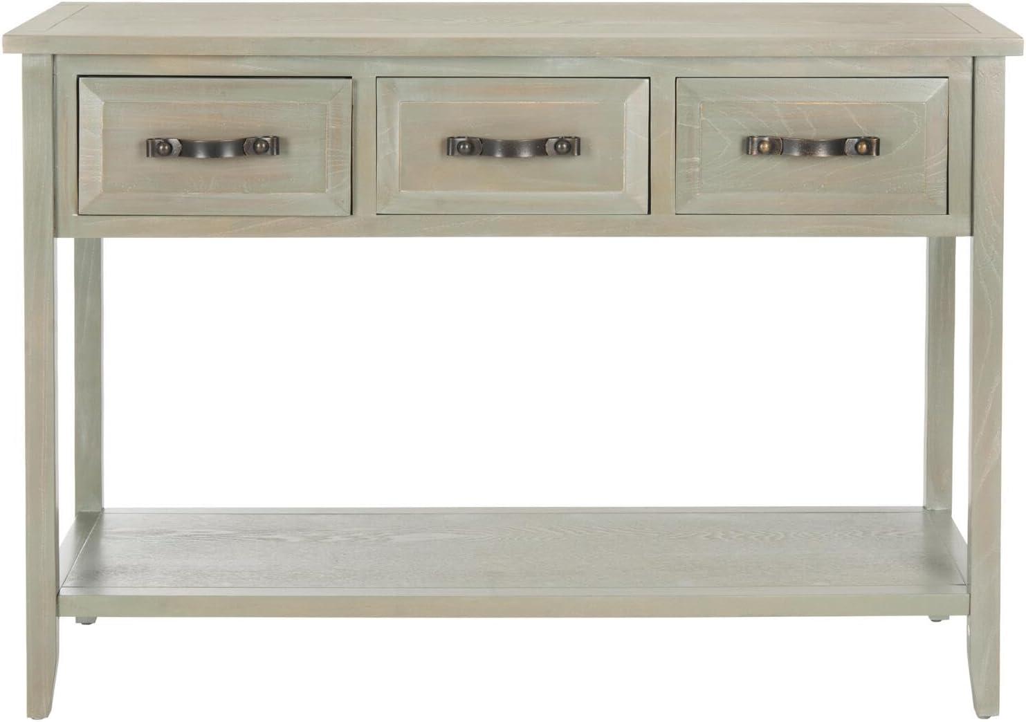 Transitional French Gray 3-Drawer Wood Console Table with Storage