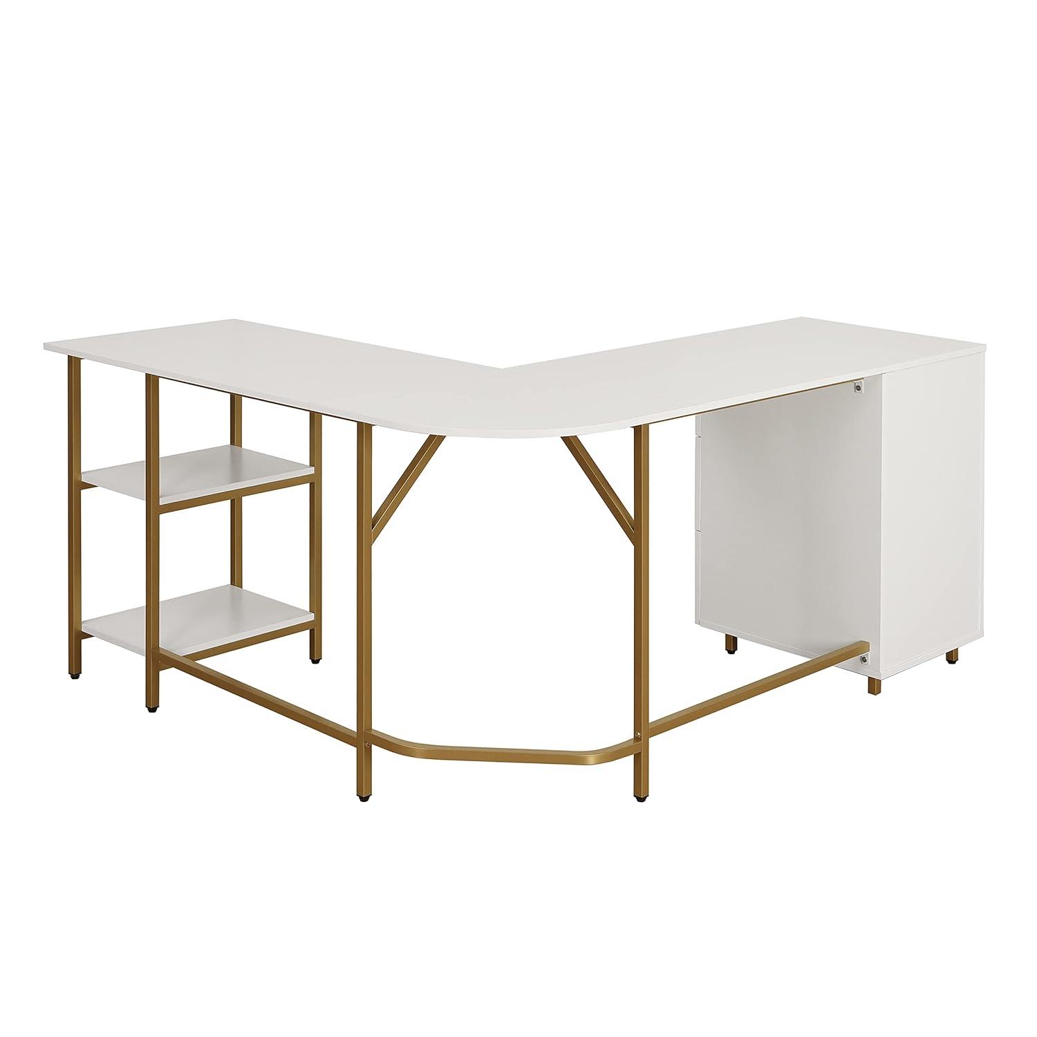 17 Stories Techni Mobili L-Shape Home Office Two-Tone Desk With Storage