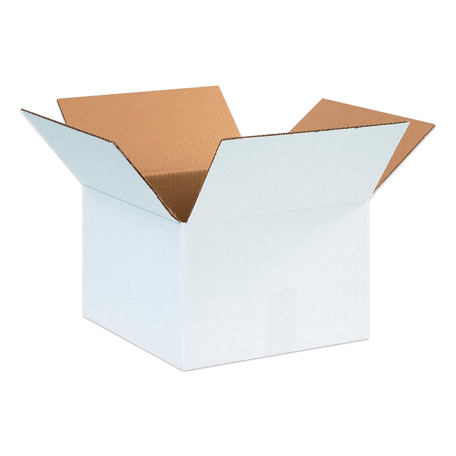 White 12" x 12" x 8" Corrugated Shipping Boxes