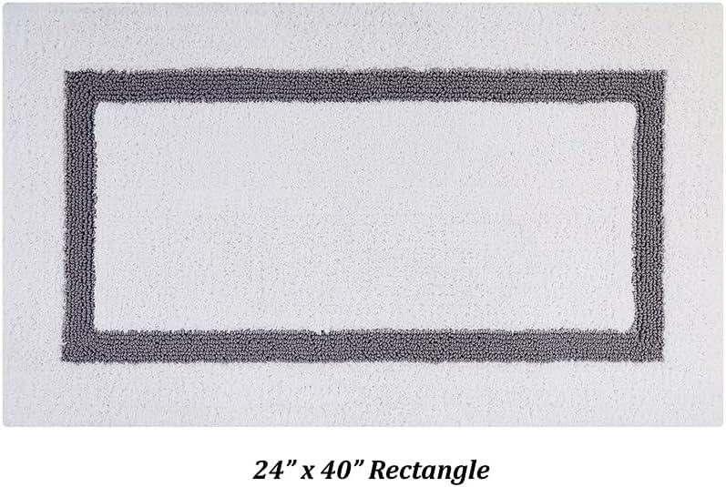 24"x40" Hotel Collection Bath Rug White/Gray - Better Trends: Cotton, Tufted, Machine Washable