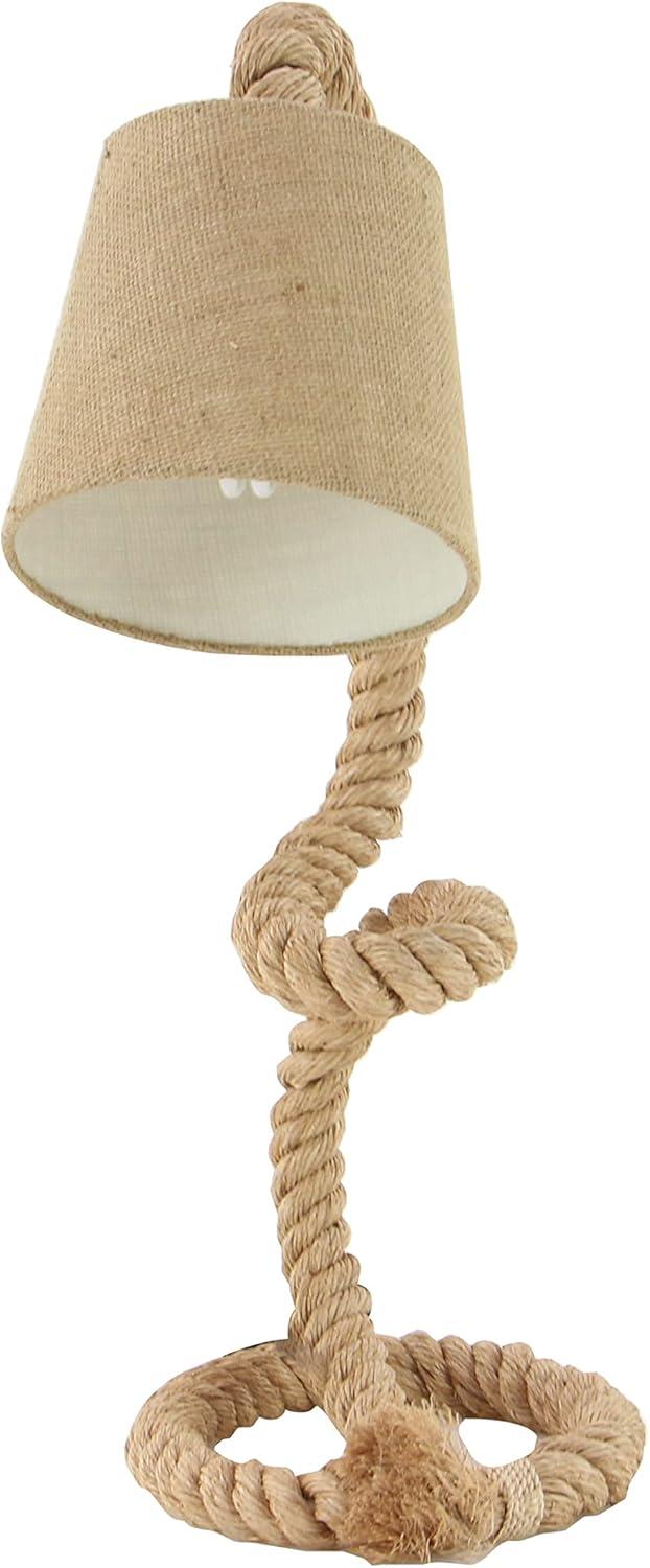 Olivia & May Jute Handmade Rope Styled Desk Lamp Brown: Cotton Shade, Toggle Switch, No Assembly Required