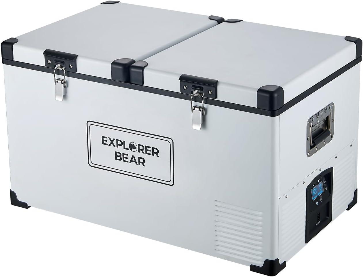 Explorer Bear EX75DB/75DW 79.3QT/75L 12/24V Portable Dual Zone Electric Cooler - Black