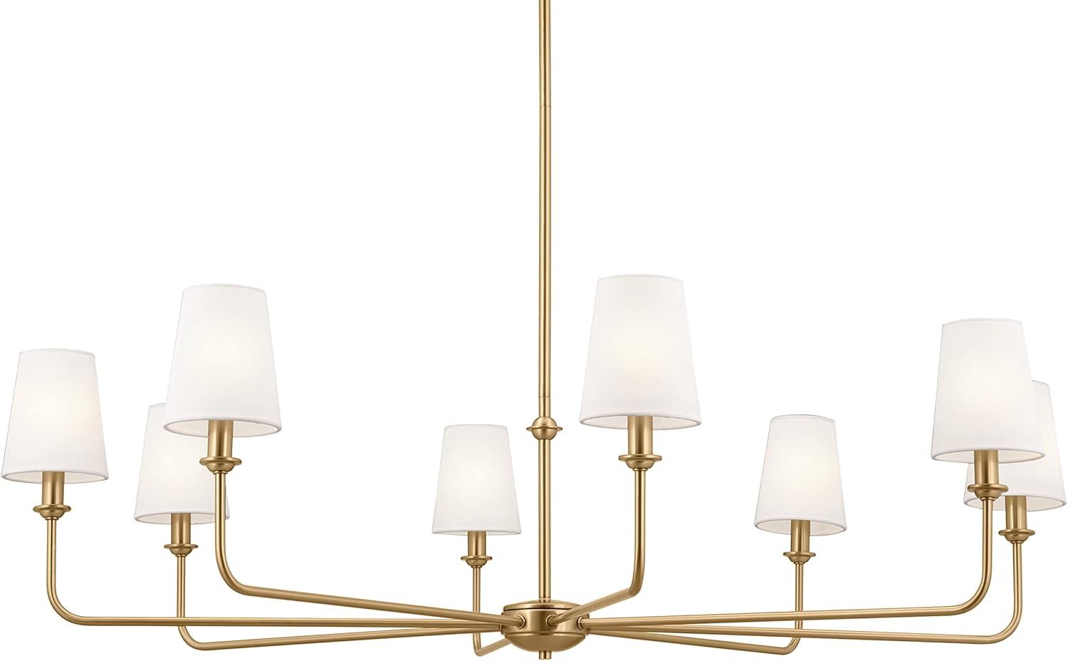Classic 8 Light Chandelier with White Linen Shades