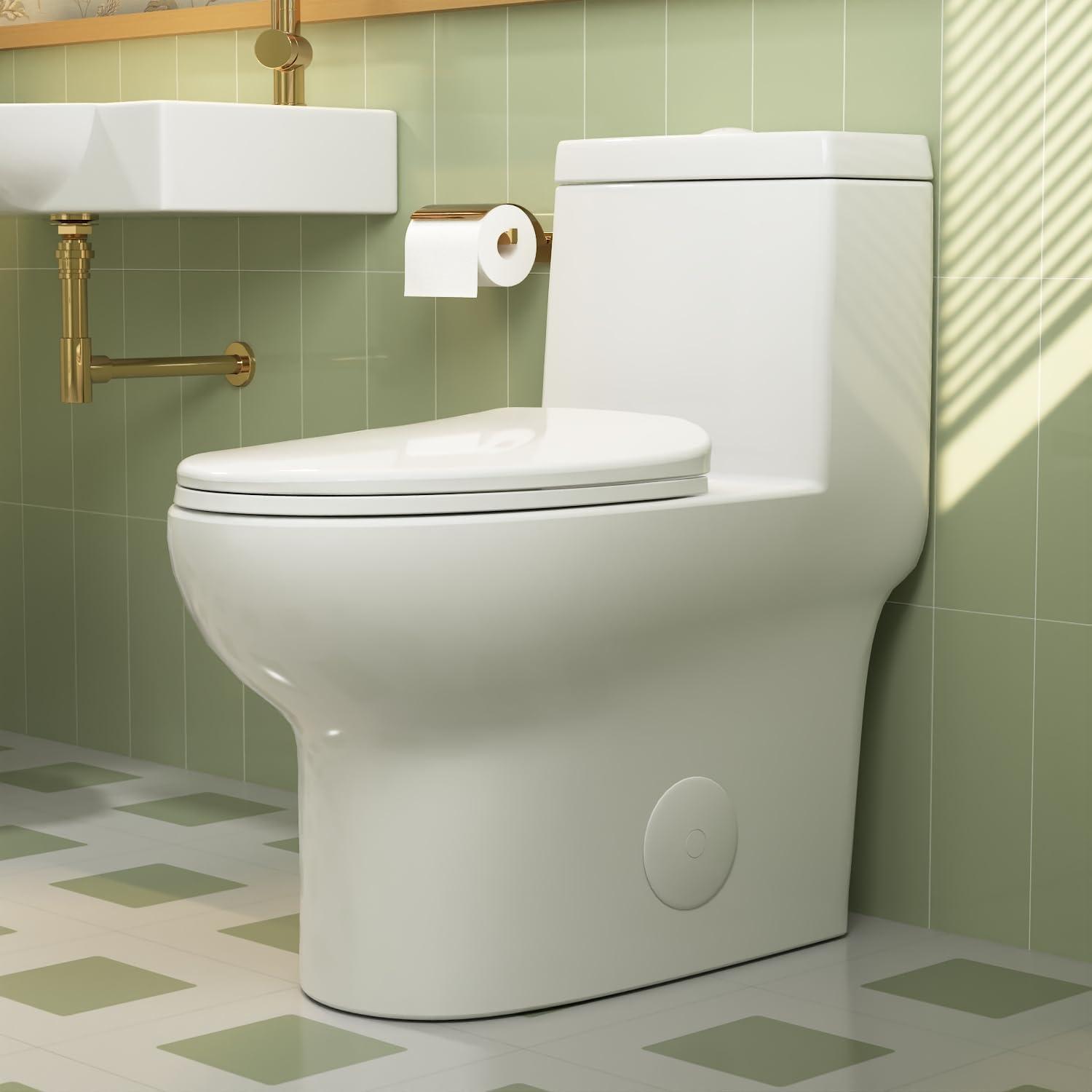 Ally Standard Bathroom Toielt, Modern Toilet with Comfort Chair Height Floor Mounted(Seat Included)