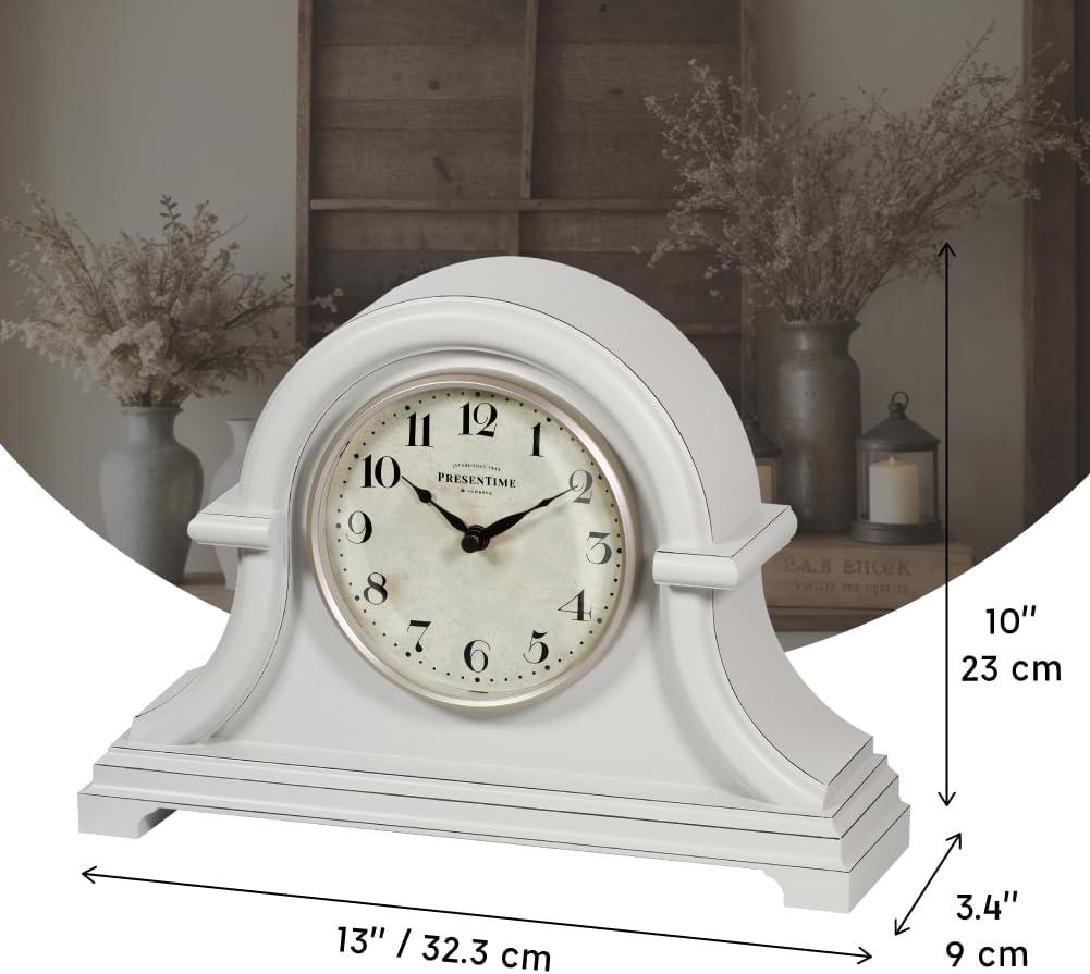 Gray Cream 13" Vintage Farmhouse Quartz Mantel Clock