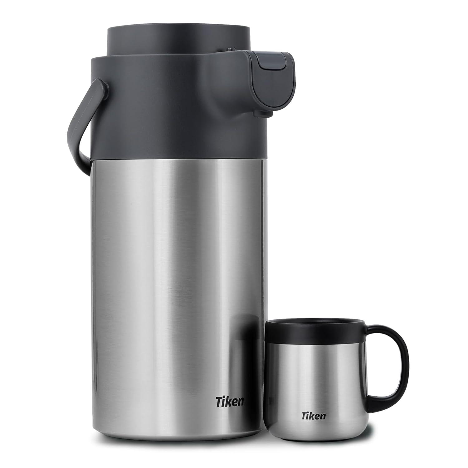 Tiken 4L Stainless Steel Insulated Coffee Carafe with Pump