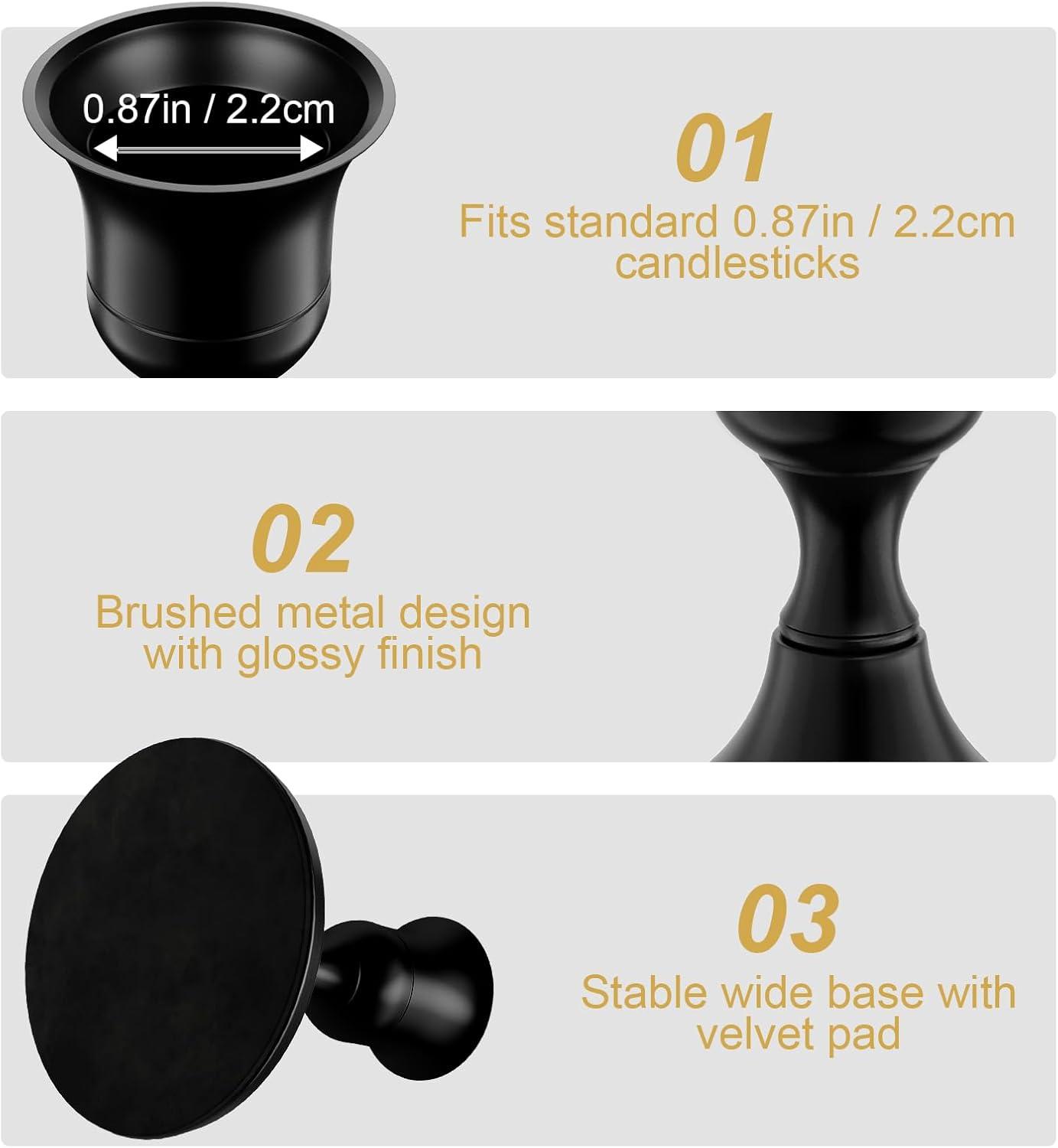 Black Metal Taper Candlestick Holders Set of 2