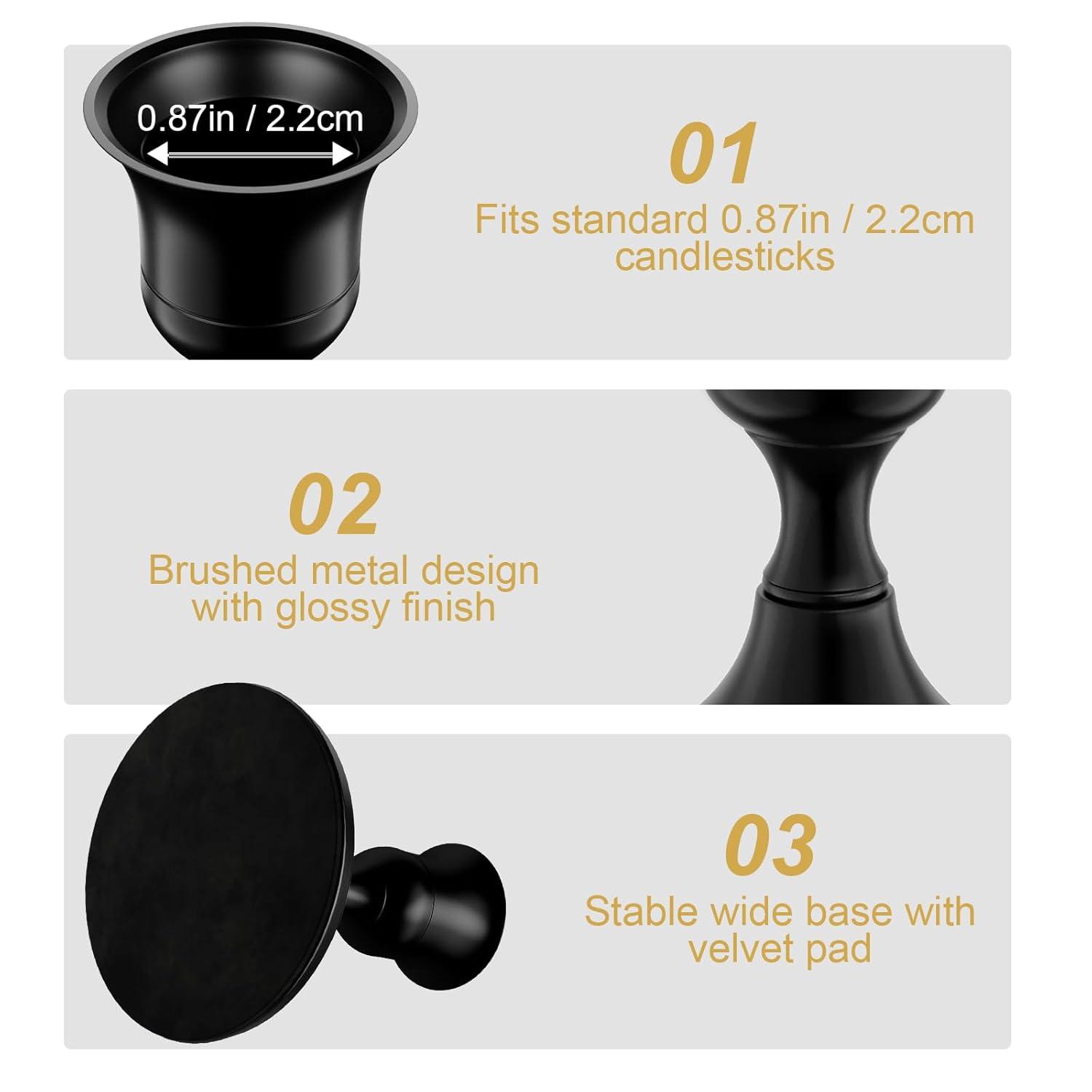 Black Metal Taper Candlestick Holders Set of 2