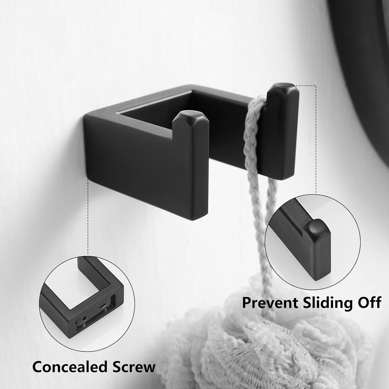 Matte Black Stainless Steel 5-Piece Bathroom Hardware Set