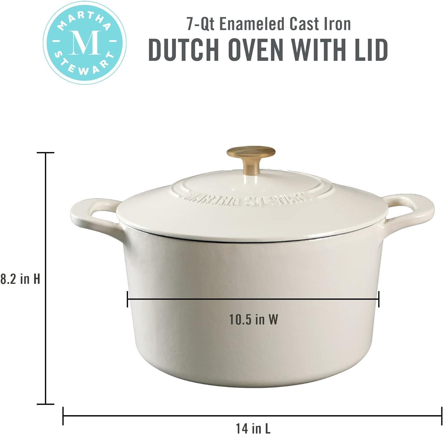 Martha Stewart Gatwick 7 qt. Cast Iron Round Dutch Oven with Lid