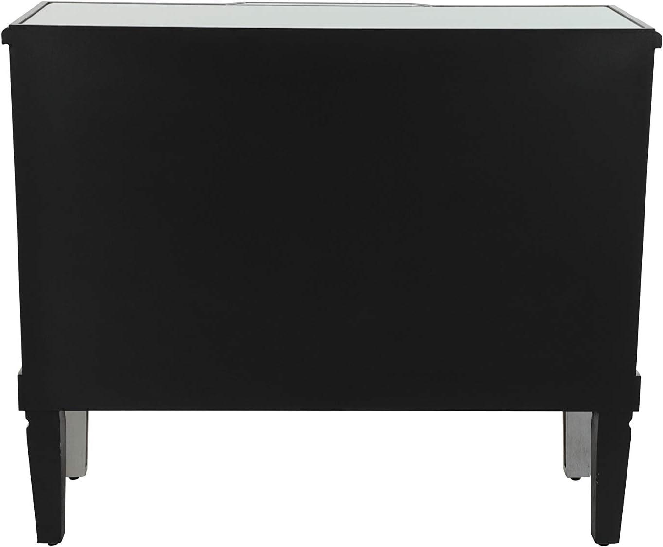 DecMode 39" x 34" Silver Wood Mirrored Panel 4 Drawers 2 Shelves and 2 Doors Buffet with Acrylic Knob Handles, 1-Piece