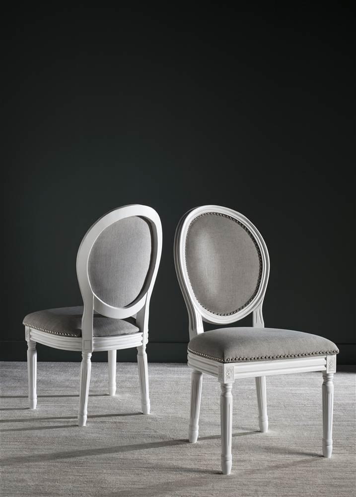 Holloway 19''H French Brasserie Oval Side Chair (Set of 2) - Light Grey/Cream - Safavieh