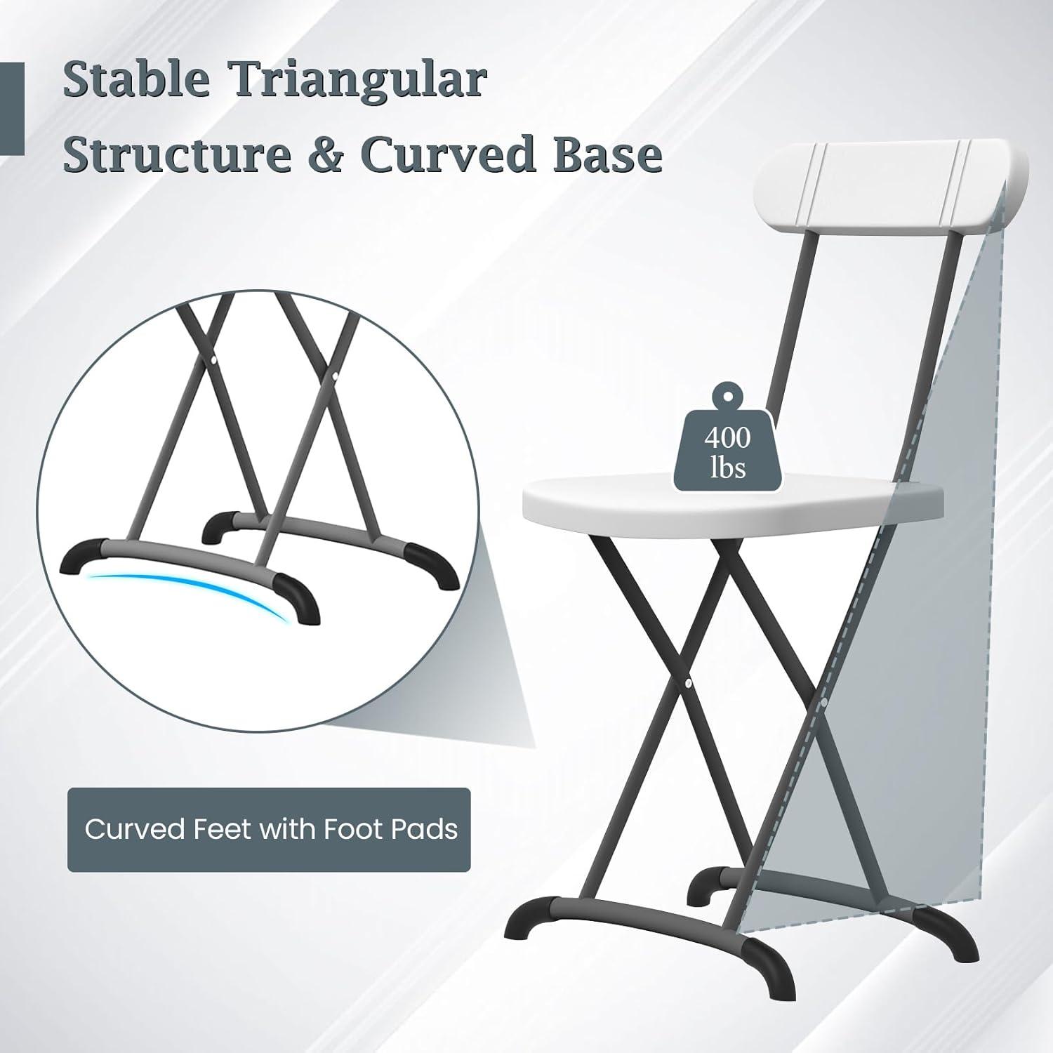 Costway 2-Pack Folding Chair with Metal Curved Feet Wide Seat & Ergonomic Backrest Black/White