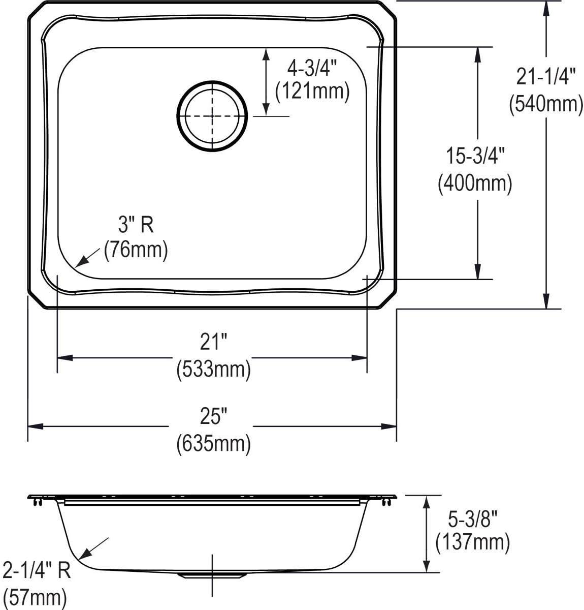 Celebrity 25" L x 21" W Drop-In Kitchen Sink