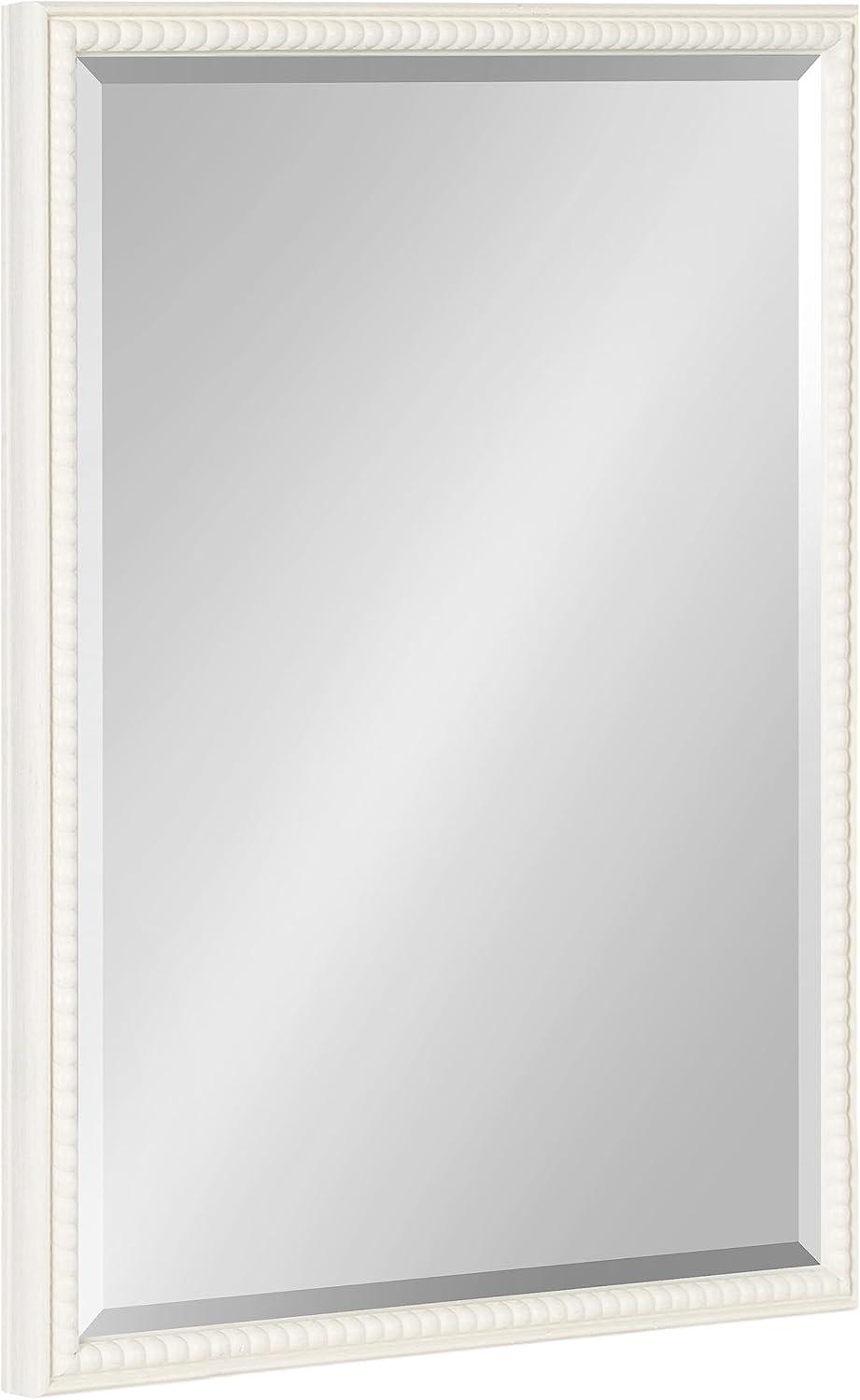 18" x 24" White Beaded Ornate Rectangle Wall Mirror