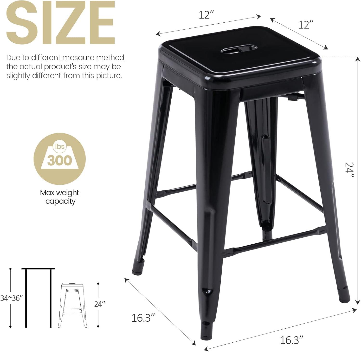 Williston Forge Kohki 24" Counter Stool Metal Bar Stools Counter Height Barstools Backless Indoor/Outdoor Bar Stools Kitchen Counter Stools Chairs(Set of 4)