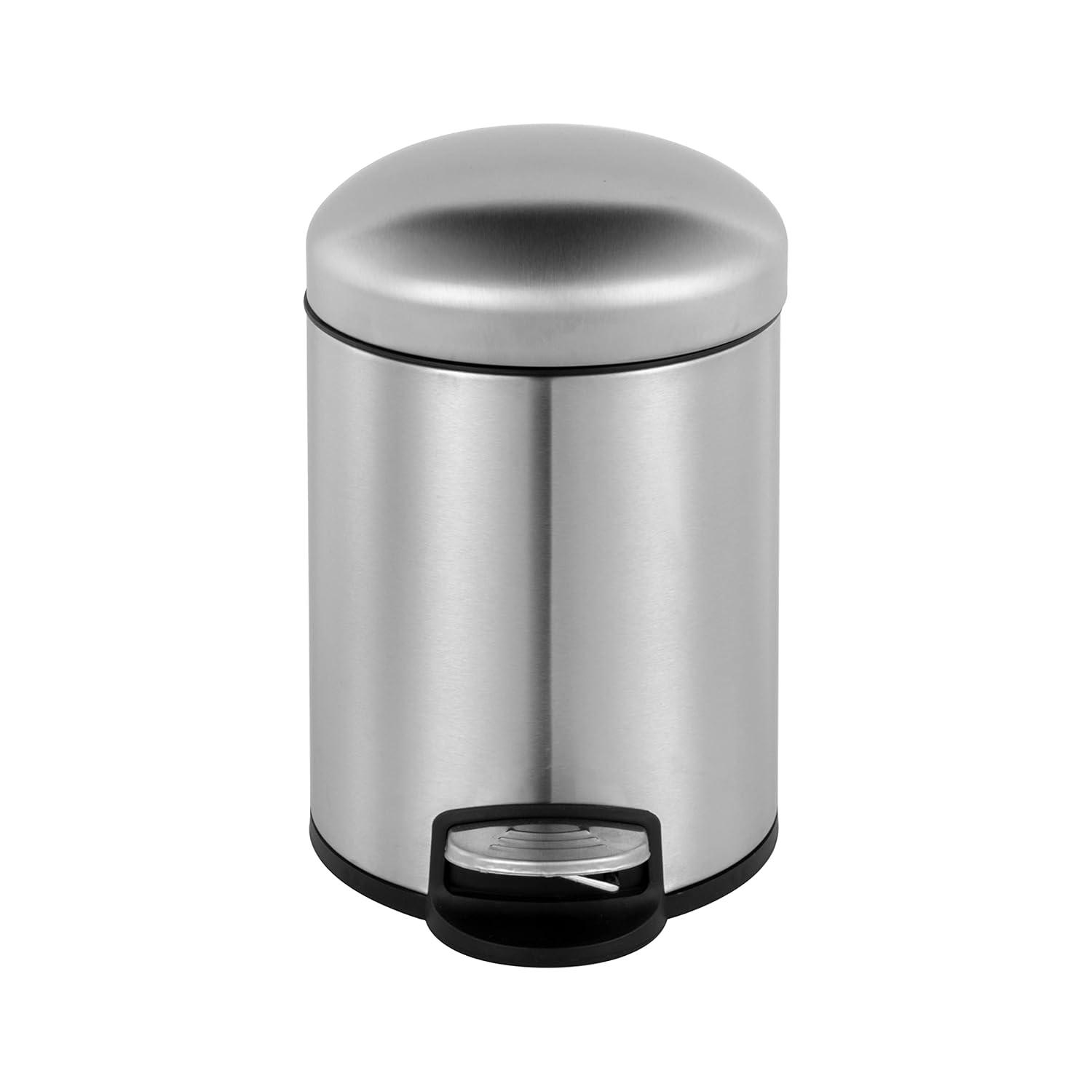 1.32 Gal./5 Liter Stainless Steel Round Step-on Bathroom and Office Kitchen Trash Can