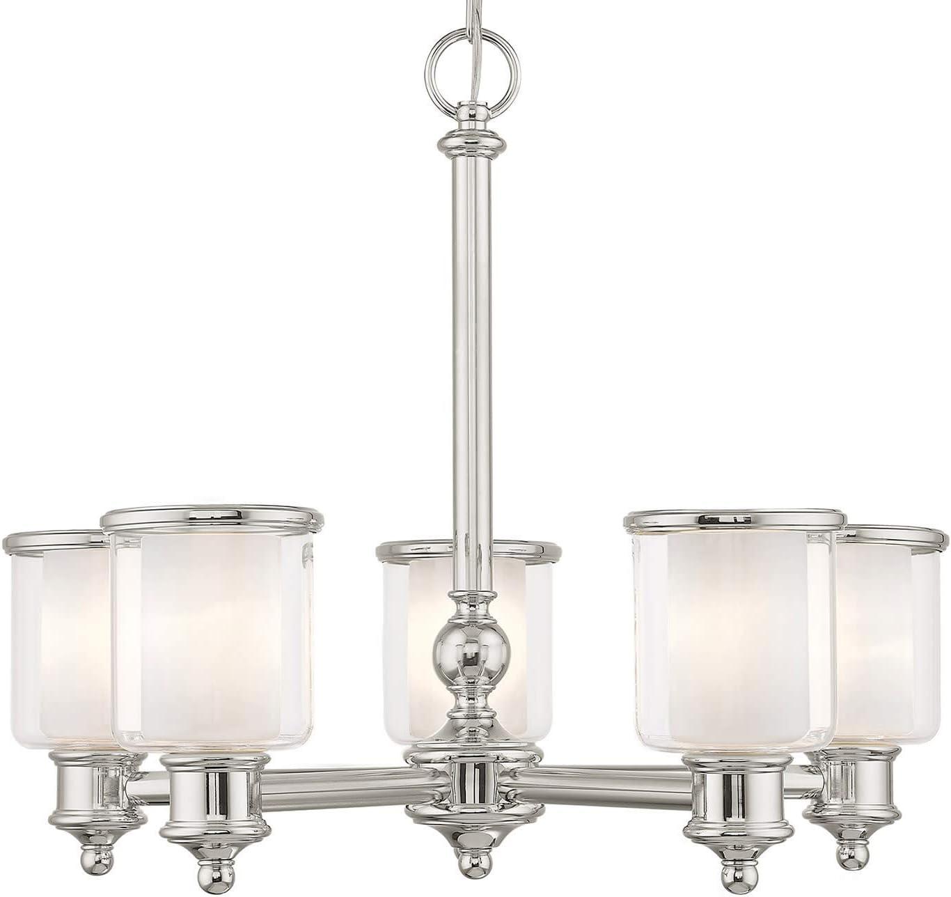 Middlebush 5-Light Polished Nickel Chandelier with Double Glass Shades