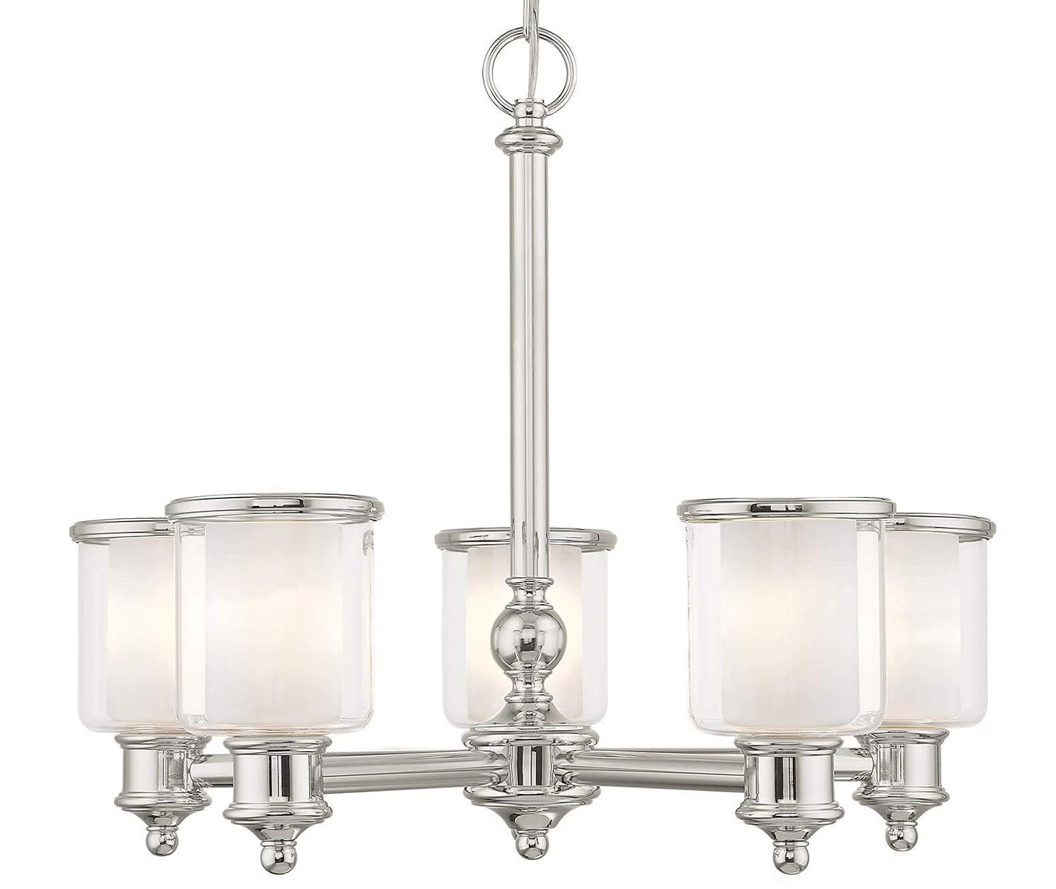 Middlebush 5-Light Polished Nickel Chandelier with Double Glass Shades