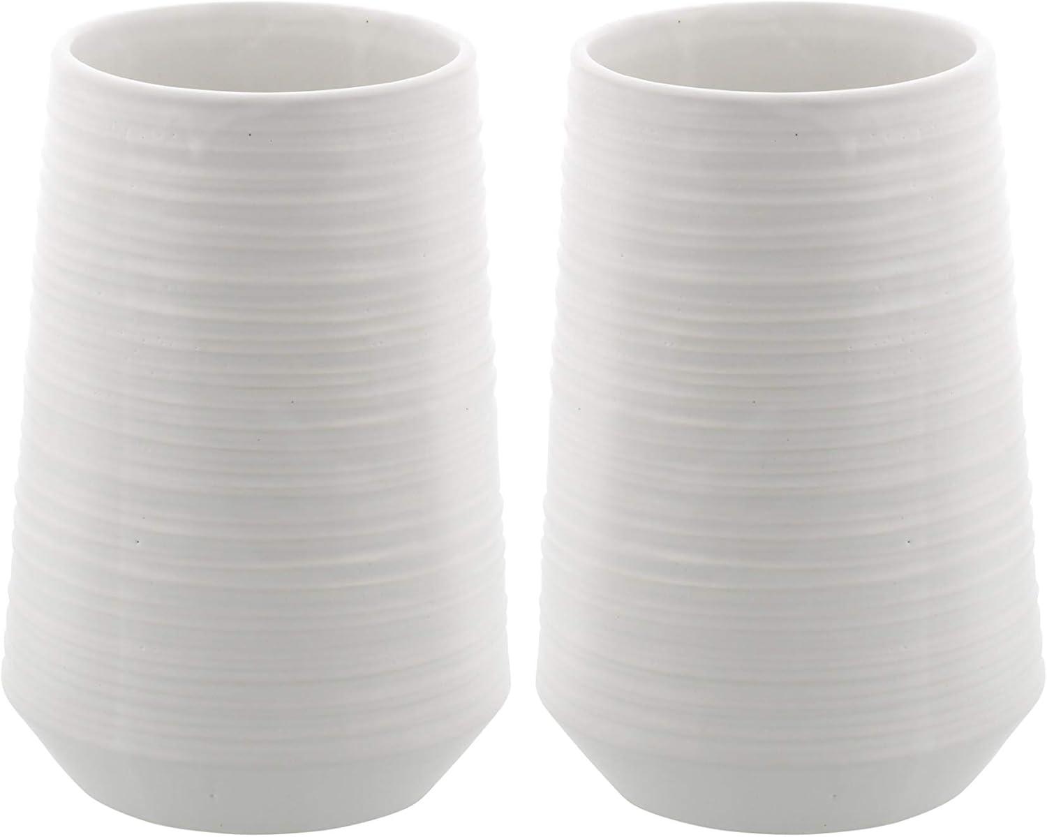 CosmoLiving by Cosmopolitan 7" Ribbed White Porcelain Vase