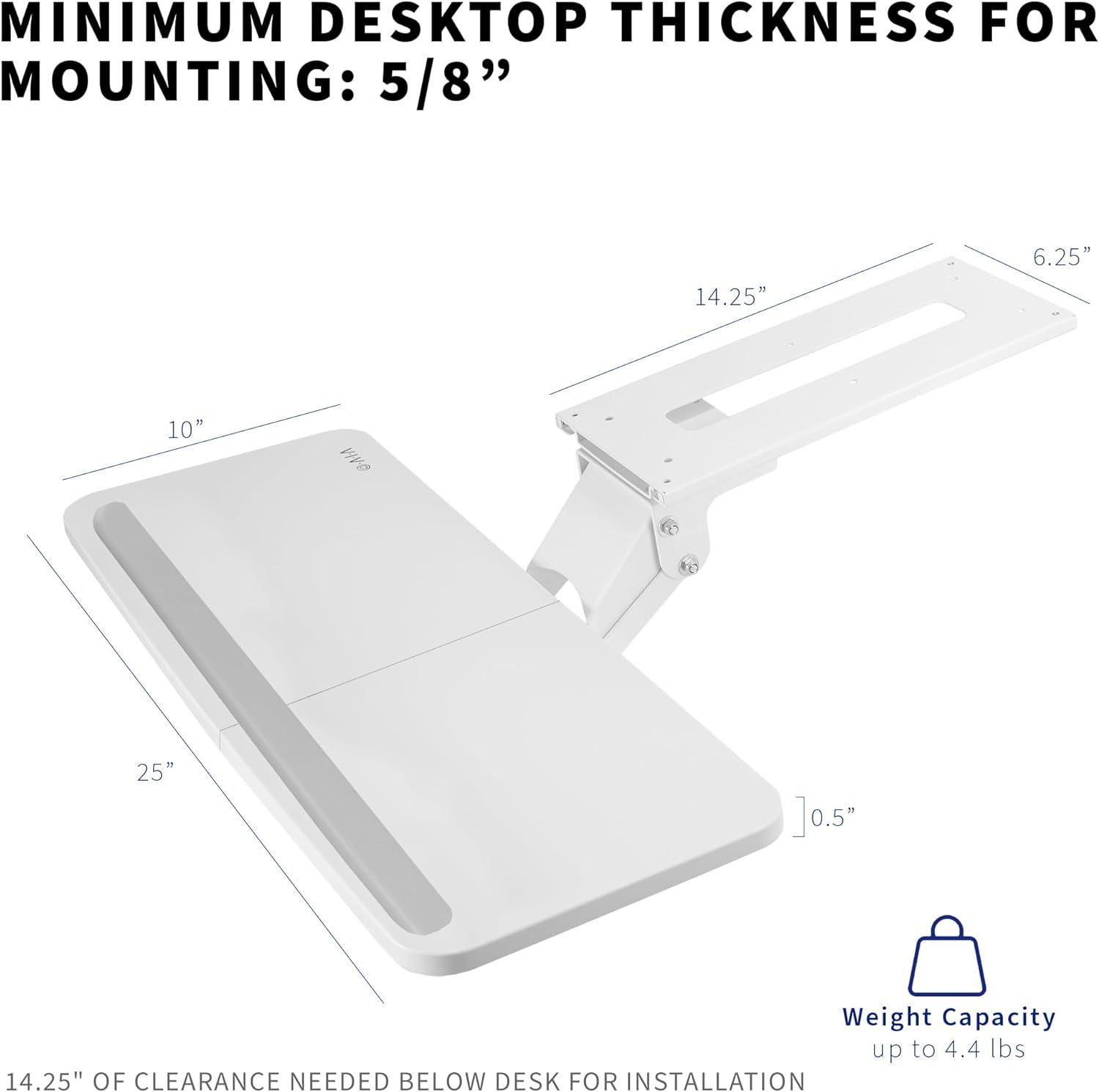 White Adjustable Steel Keyboard and Mouse Tray with Sliding Track