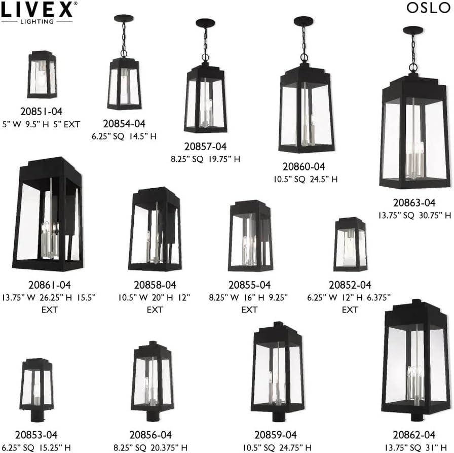 Livex Lighting - Oslo - 3 Light Outdoor Post Top Lantern in Mid Century Modern