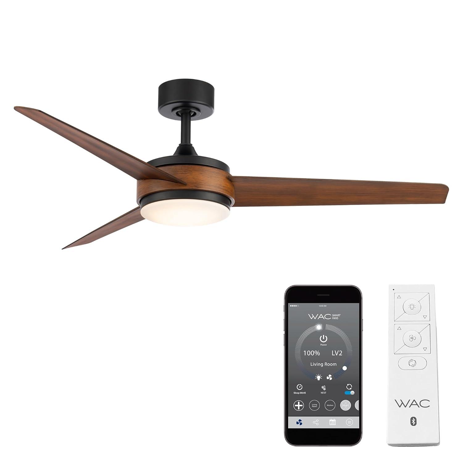 54" Mod 3 - Blade Outdoor/Indoor Smart Ceiling Fan with Remote Control and Dimmable LED Light Kit Included, Works With Google Assistant, Amazon Alexa, iOS And Android APP