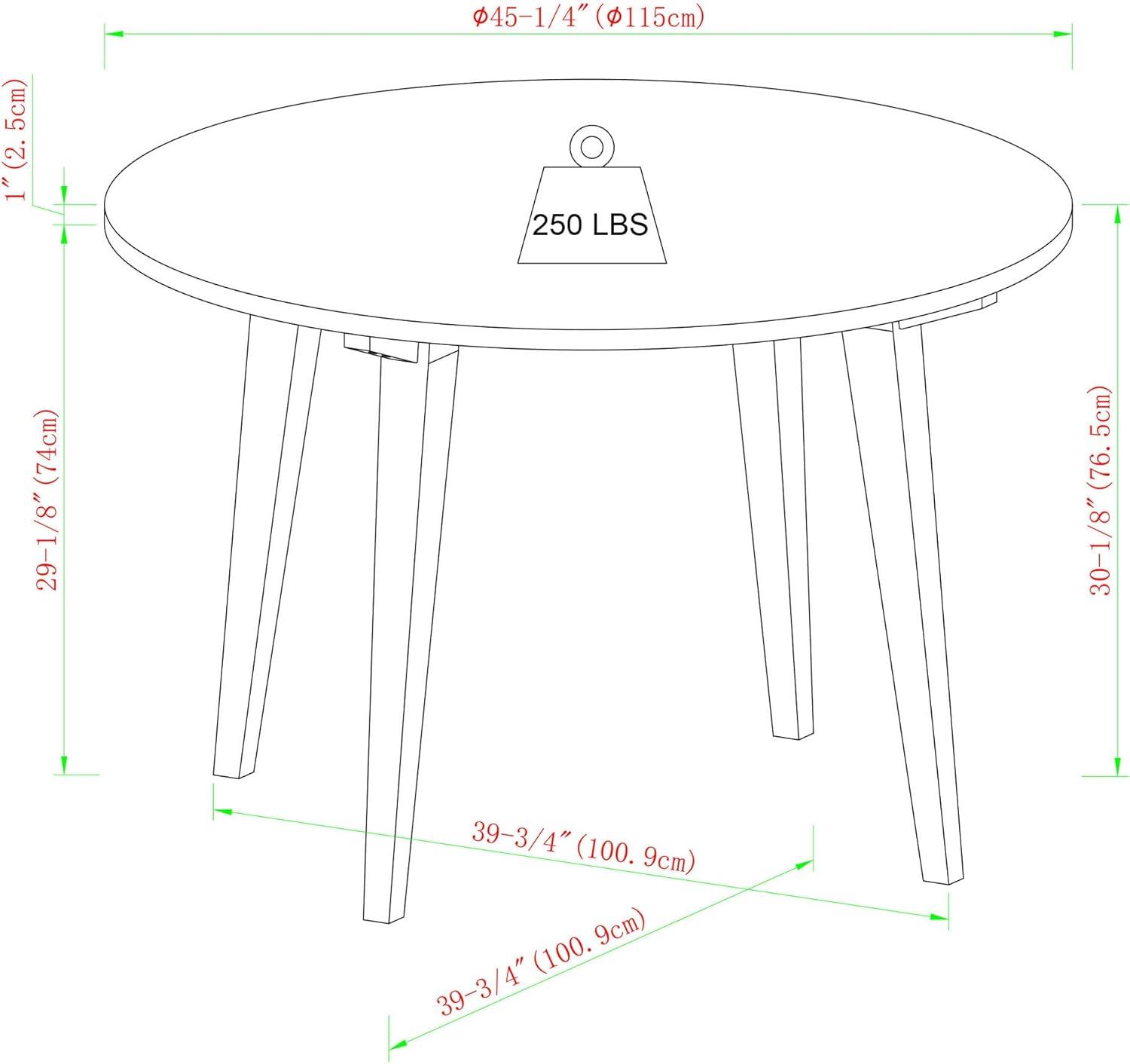 45'' English Oak Round Mid-century Modern Dining Table