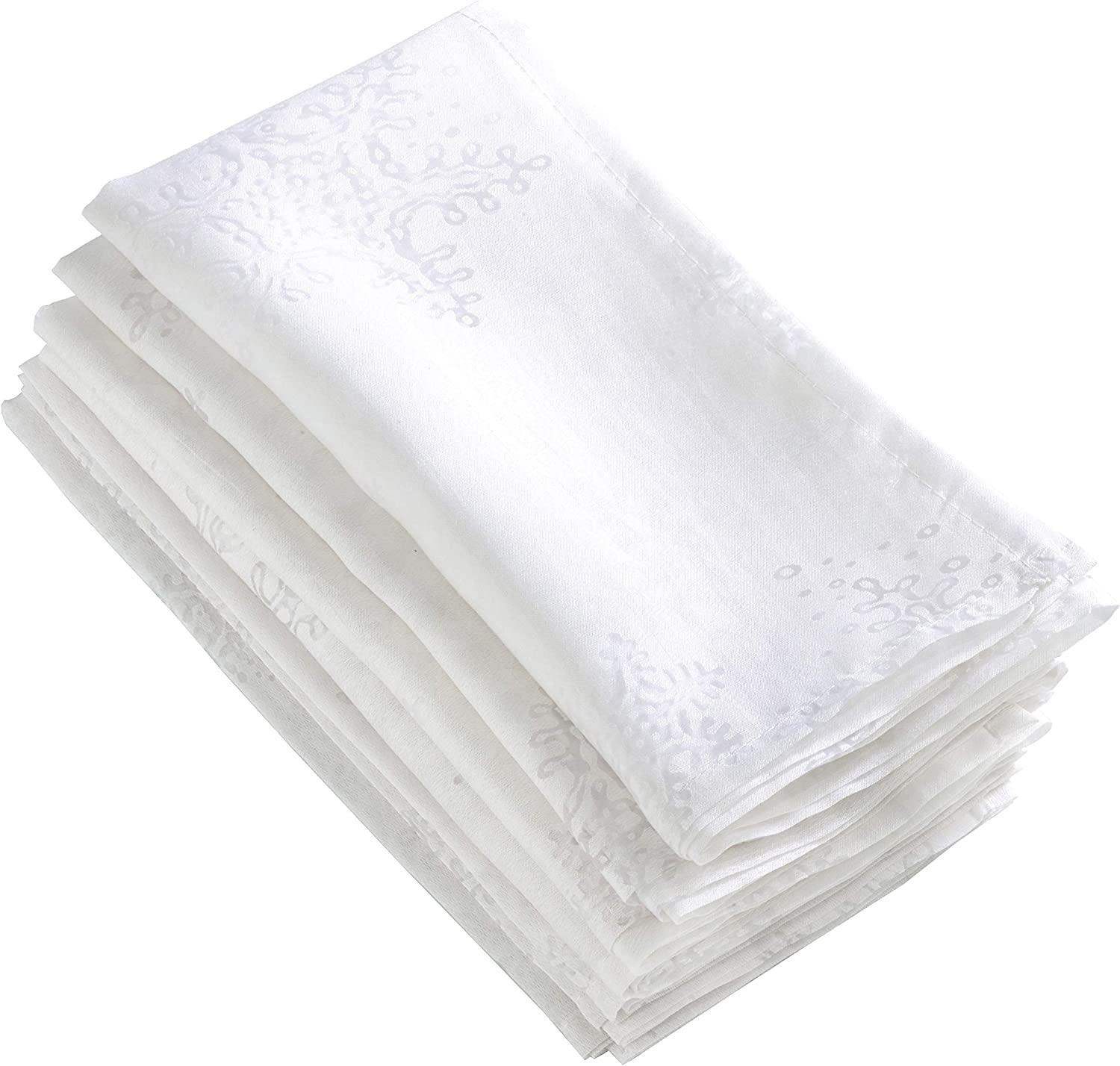 Saro Evening Snowflake Collection Polyester Embroidered Square Napkin (Set of 4)