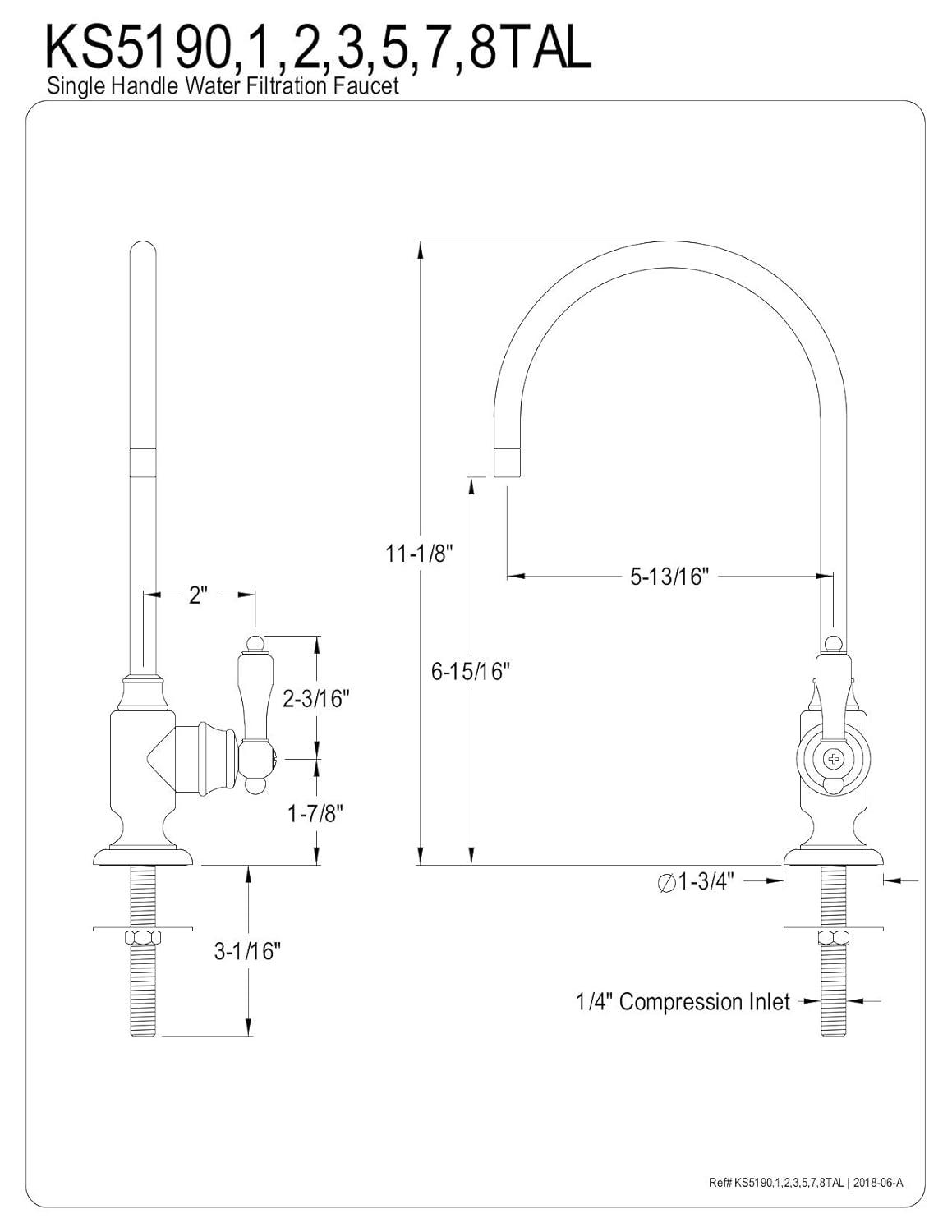 Kingston Brass Tudor Single-Handle 1-Hole Deck Mount Water Filtration Faucet
