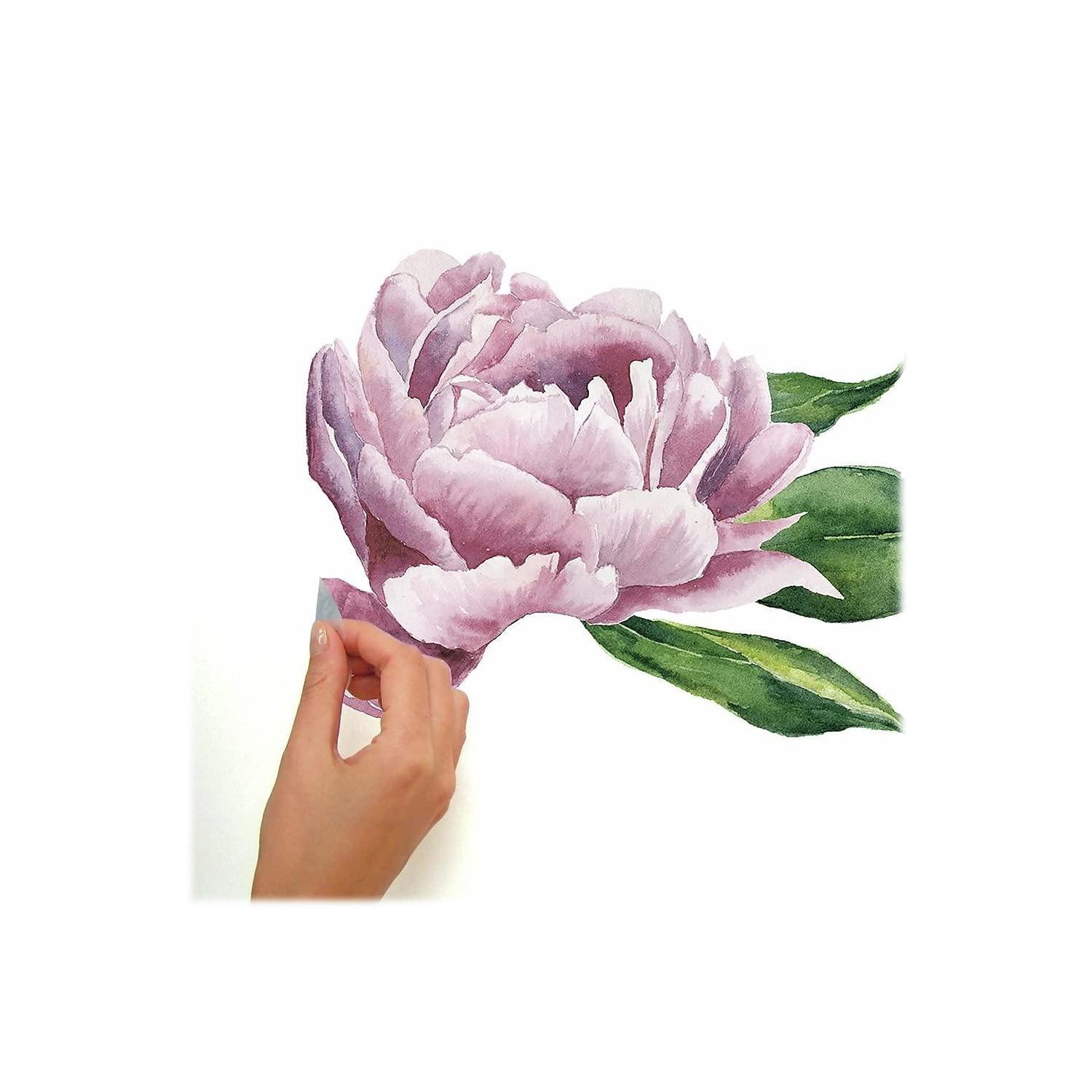 RoomMates Large Peony Peel and Stick Giant Wall Decal: Vinyl Floral Art, Self-Adhesive, Repositionable, Modern Decor