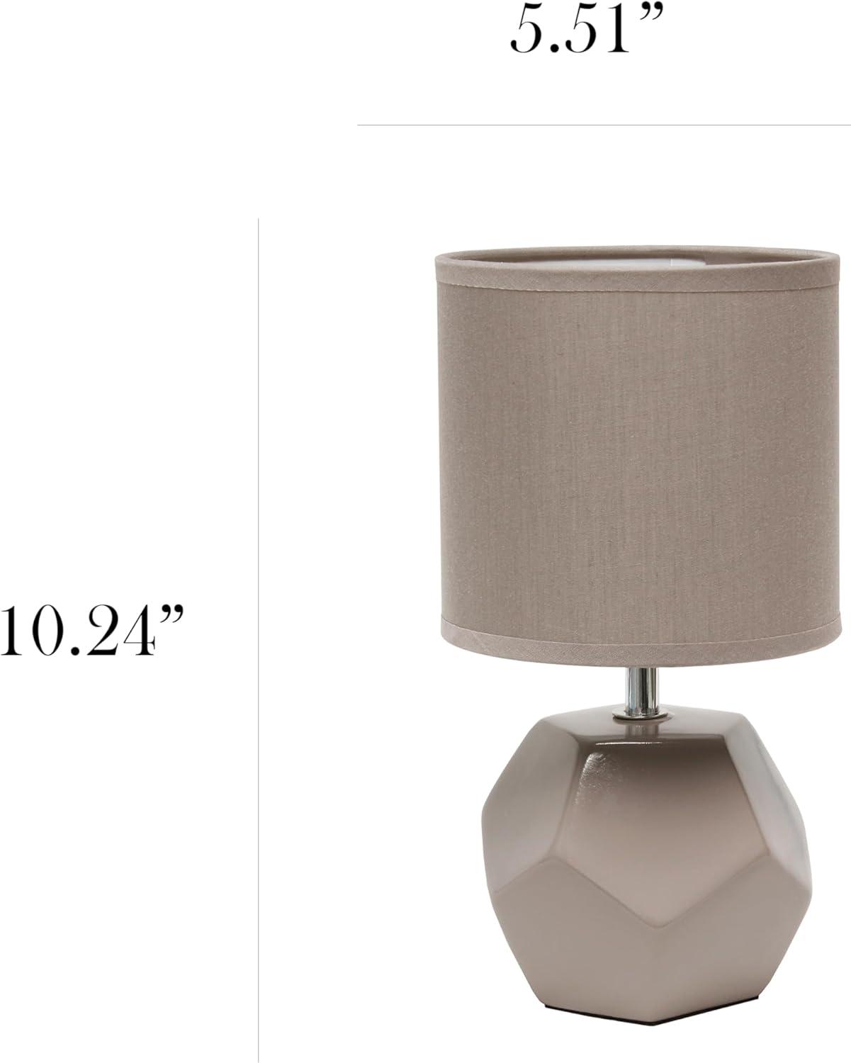 Simple Designs Round Prism Mini Table Lamp with Matching Fabric Shade Gray