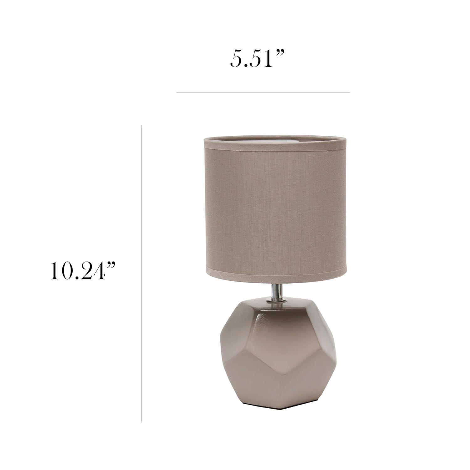 Simple Designs Round Prism Mini Table Lamp with Matching Fabric Shade Gray