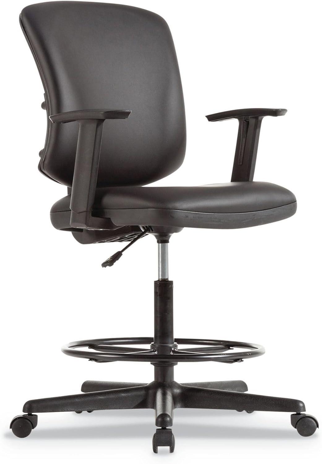 Alera Everyday Task Stool, Bonded Leather Seat/Back, Supports Up to 275 lb, 20.9" to 29.6" Seat Height, Black