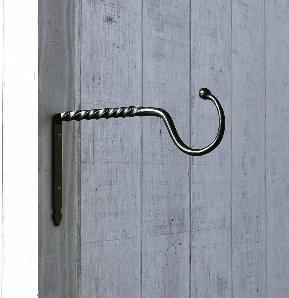 14-Inch Black Wrought Iron Wall Bracket Hook