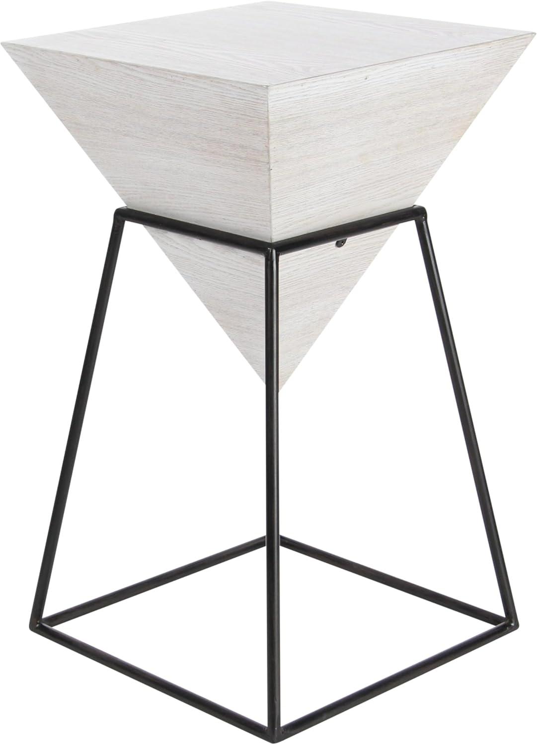 Geometric Accent Table White - Olivia & May: Modern Triangle Side Table, Metal Frame, Wood Top