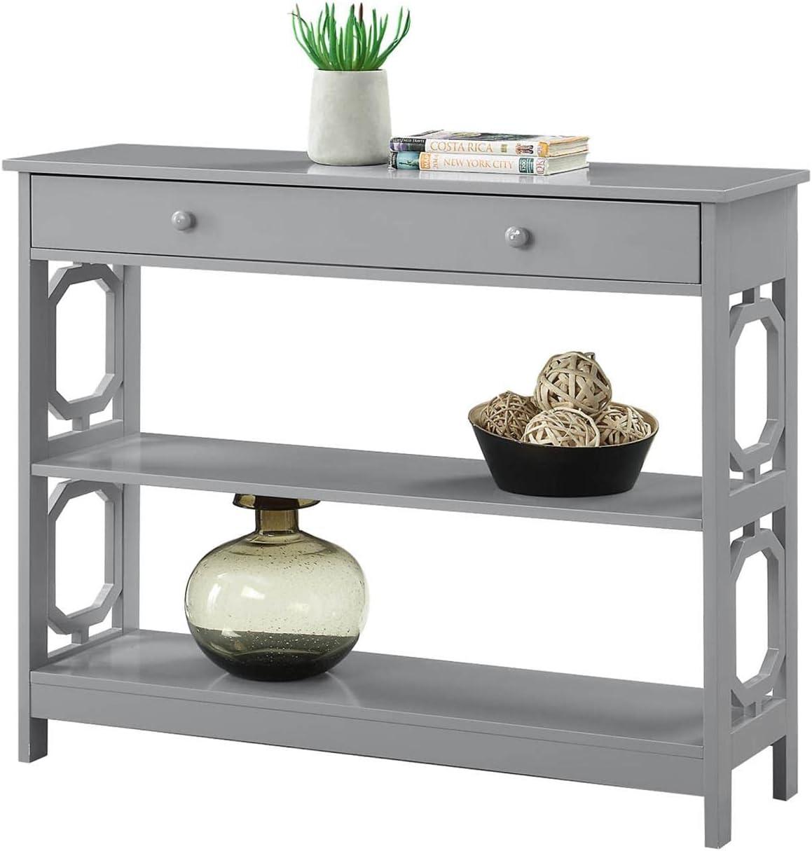 Convenience Concepts Omega Storage Console Table in Gray Wood Finish