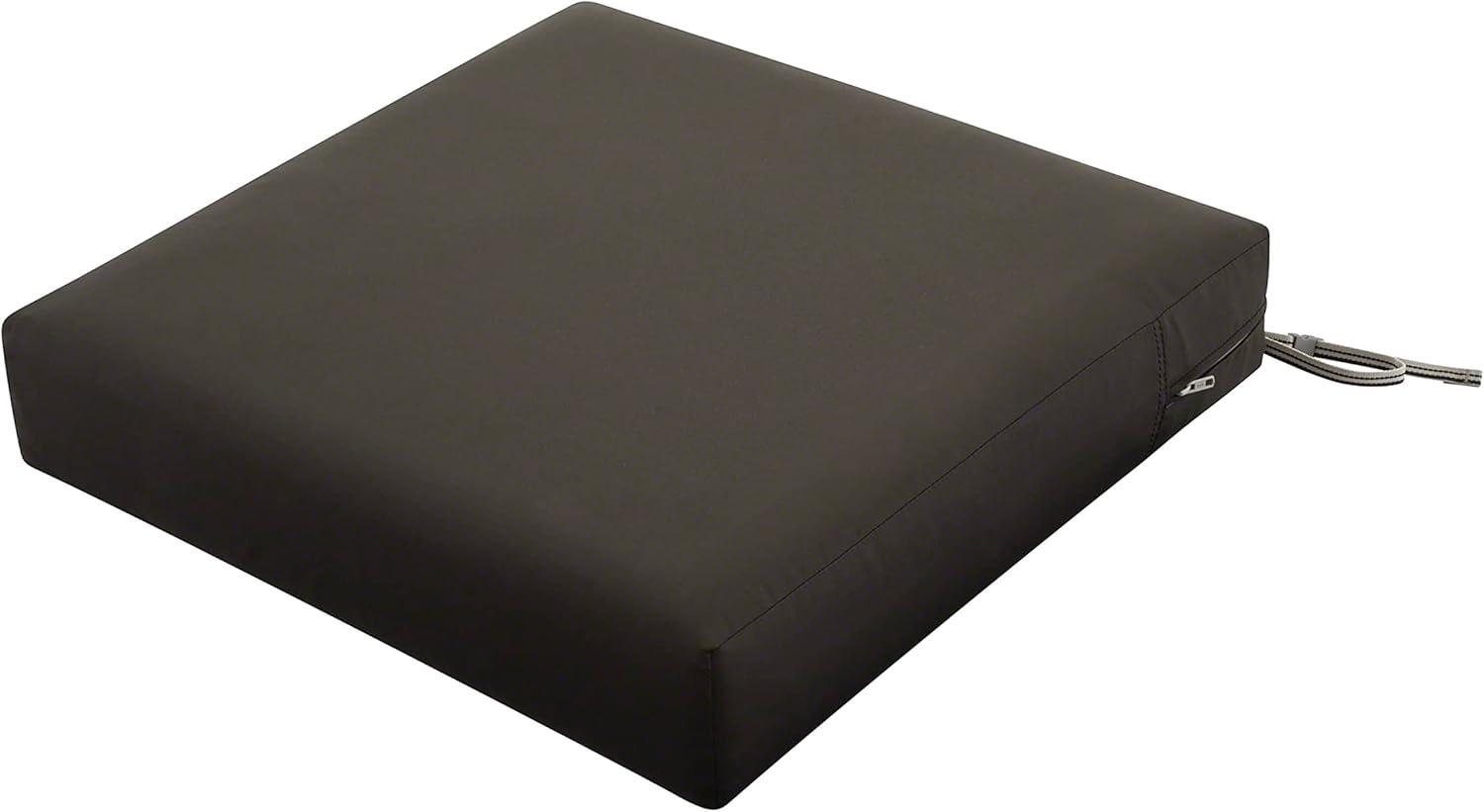 Classic Accessories Ravenna® Rectangular Patio Seat Cushion Slip Cover & Foam - Durable Outdoor Cushion, Espresso, 21"W x 19"D x 5"Thick