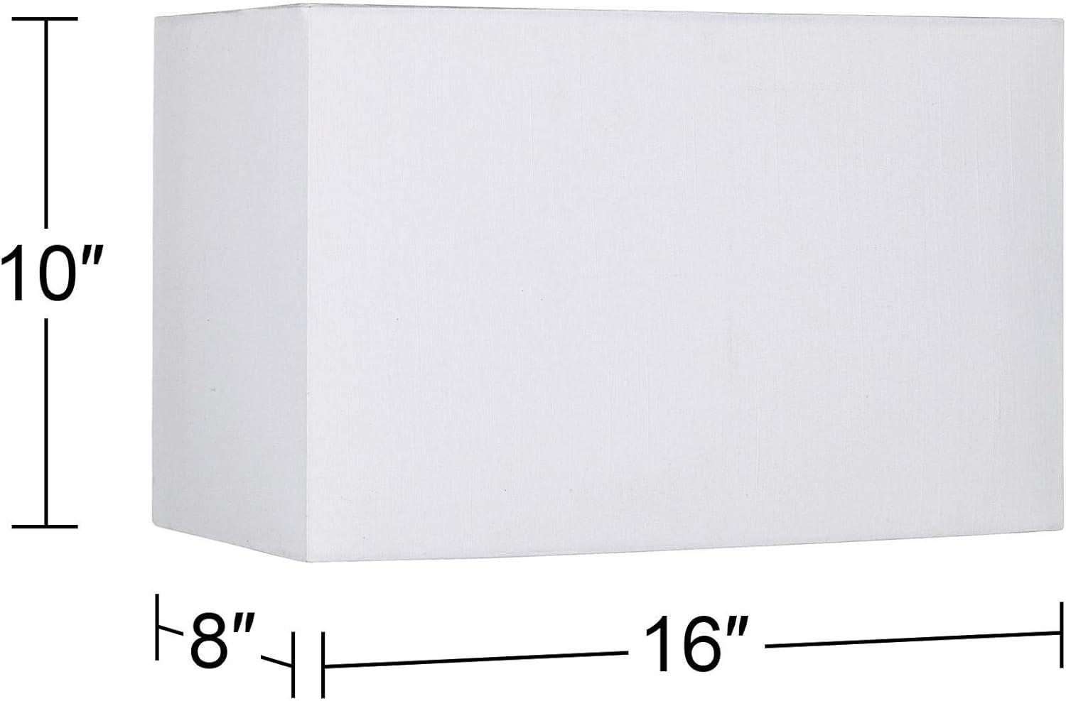 Springcrest White Medium Rectangular Hardback Lamp Shade 16" Wide x 8" Deep x 10" High (Spider) Replacement with Harp and Finial